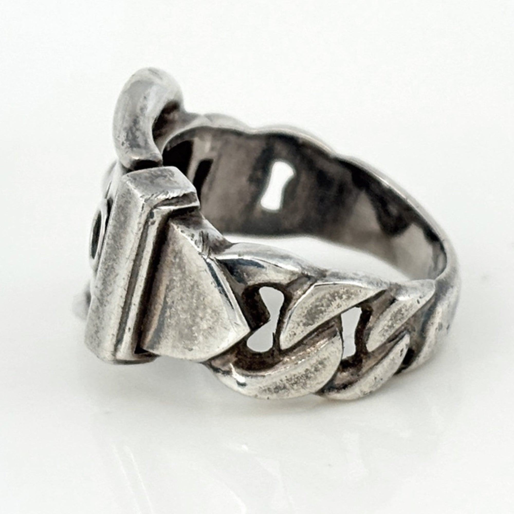 Hermes Silver Silver 925 Band Ring (Pre-Owned)