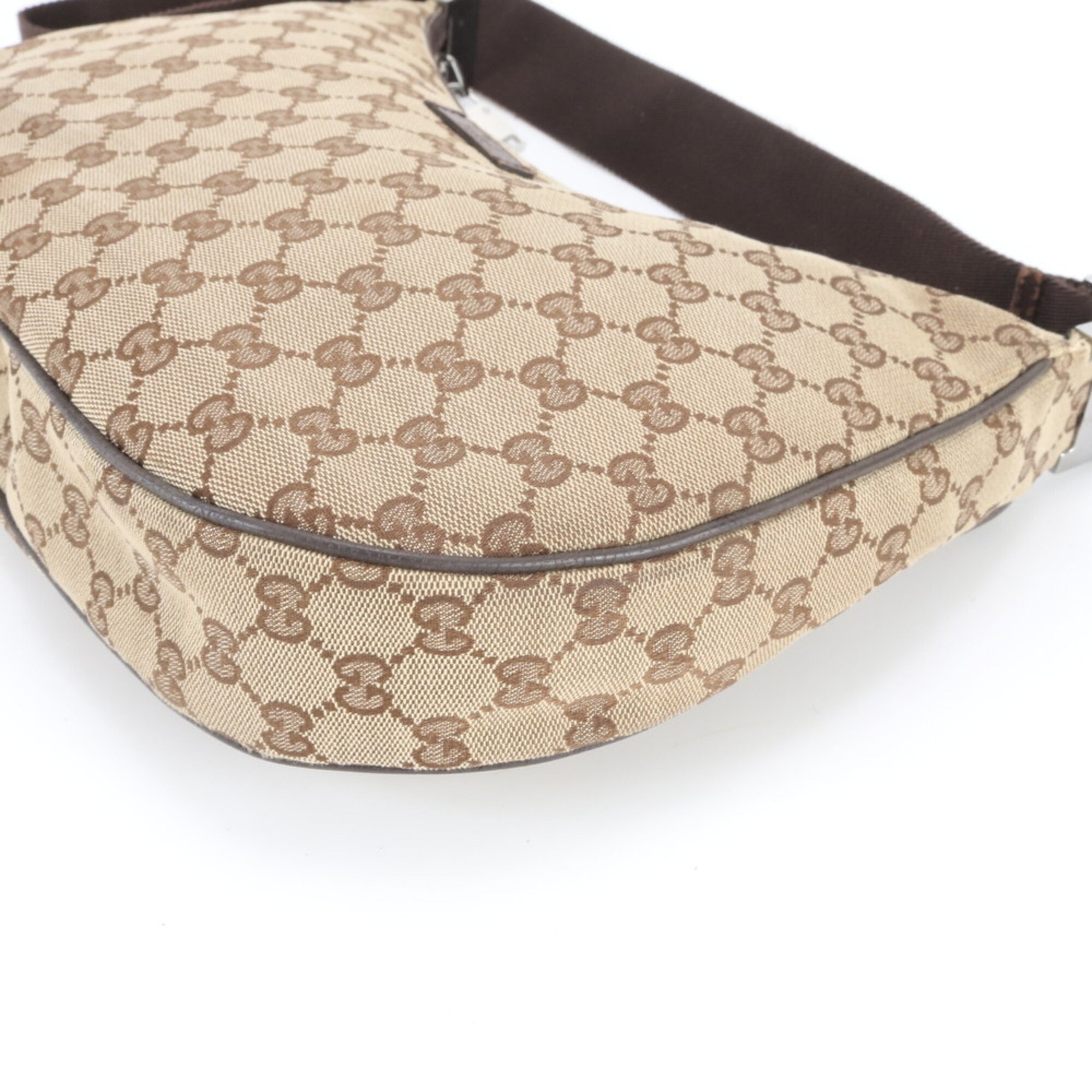 Gucci Beige Brown Canvas Leather Handbag Shoulder Bag Tote Bag (Pre-Owned)