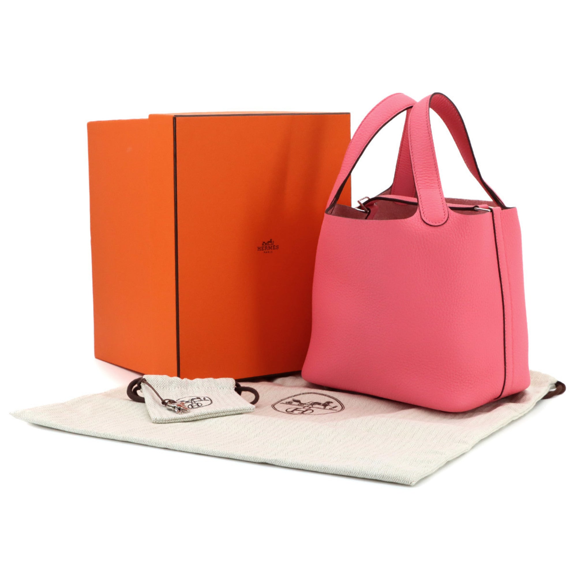Hermes Rose Azalee Taurillon Clemence Leather Handbag (Pre-Owned)