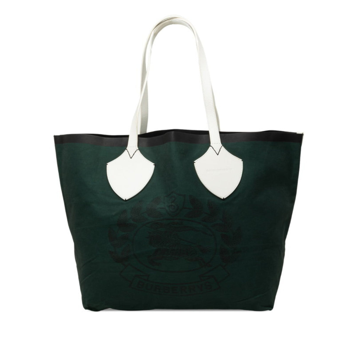 Burberry Green White Canvas Tote Bag (Pre-Owned)