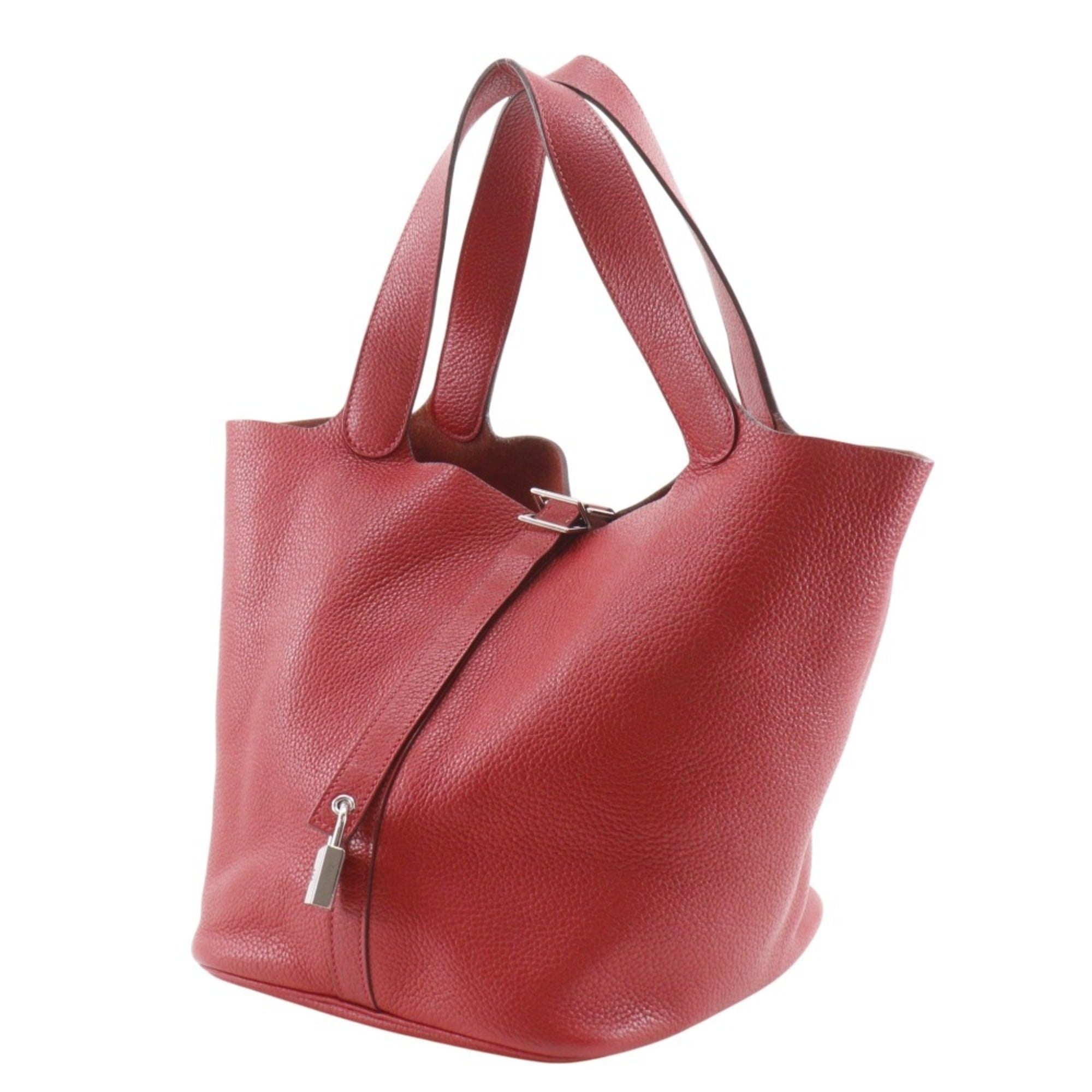 Hermes Red Color Taurillon Clemence Leather Handbag (Pre-Owned)