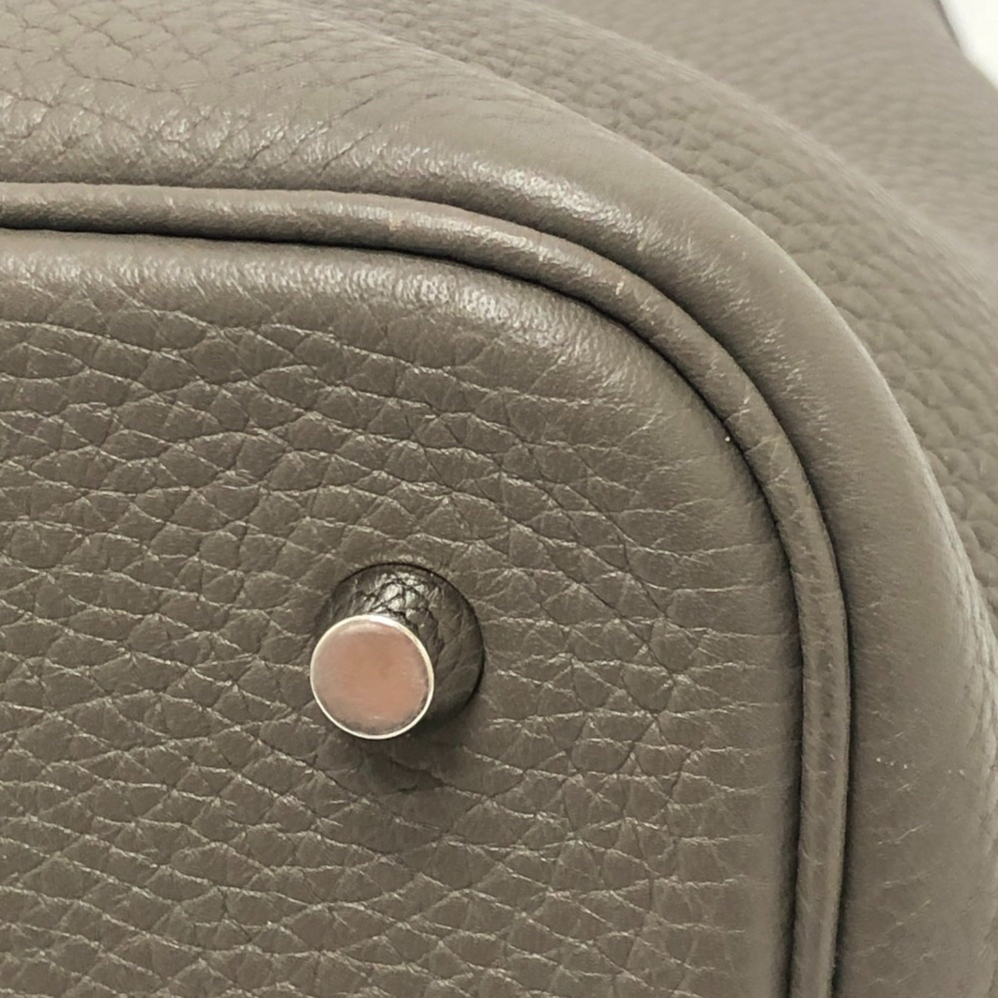 Hermes Picotin Gray Taurillon Clemence Leather Handbag (Pre-Owned)
