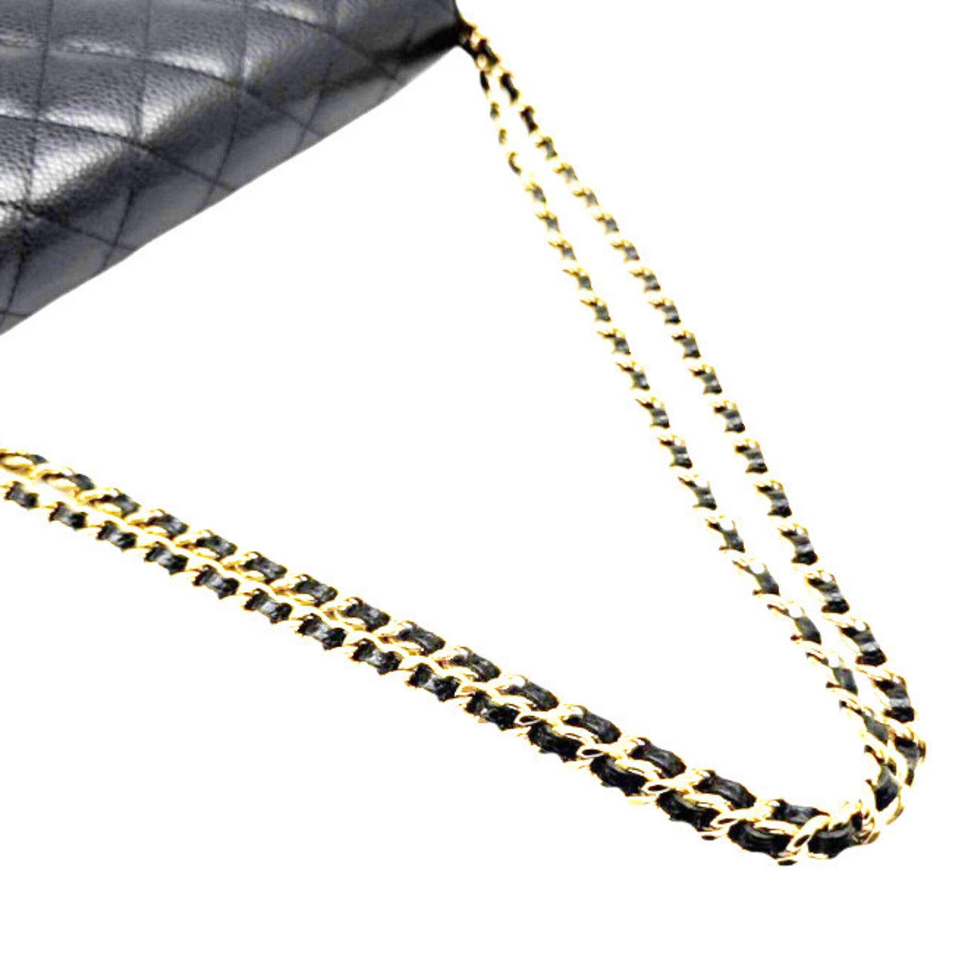 Chanel Black Grained Calfskin Chain/Shoulder Wallet (Pre-Owned)