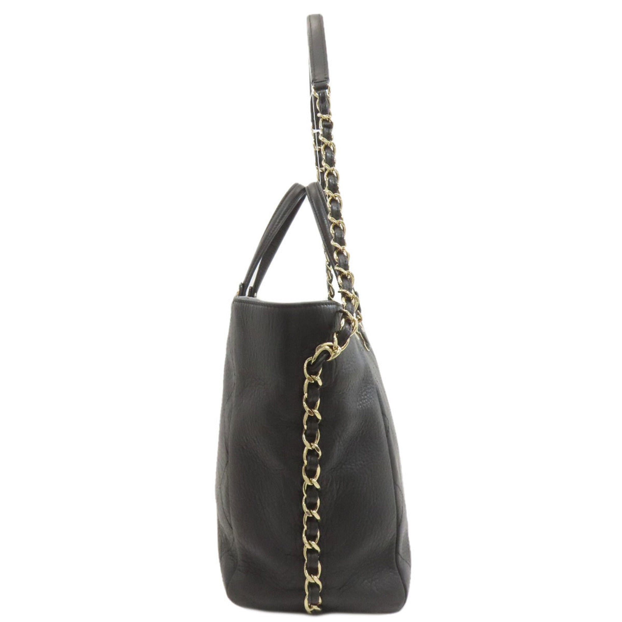Chanel Matelasse Black Leather Tote Bag (Pre-Owned)