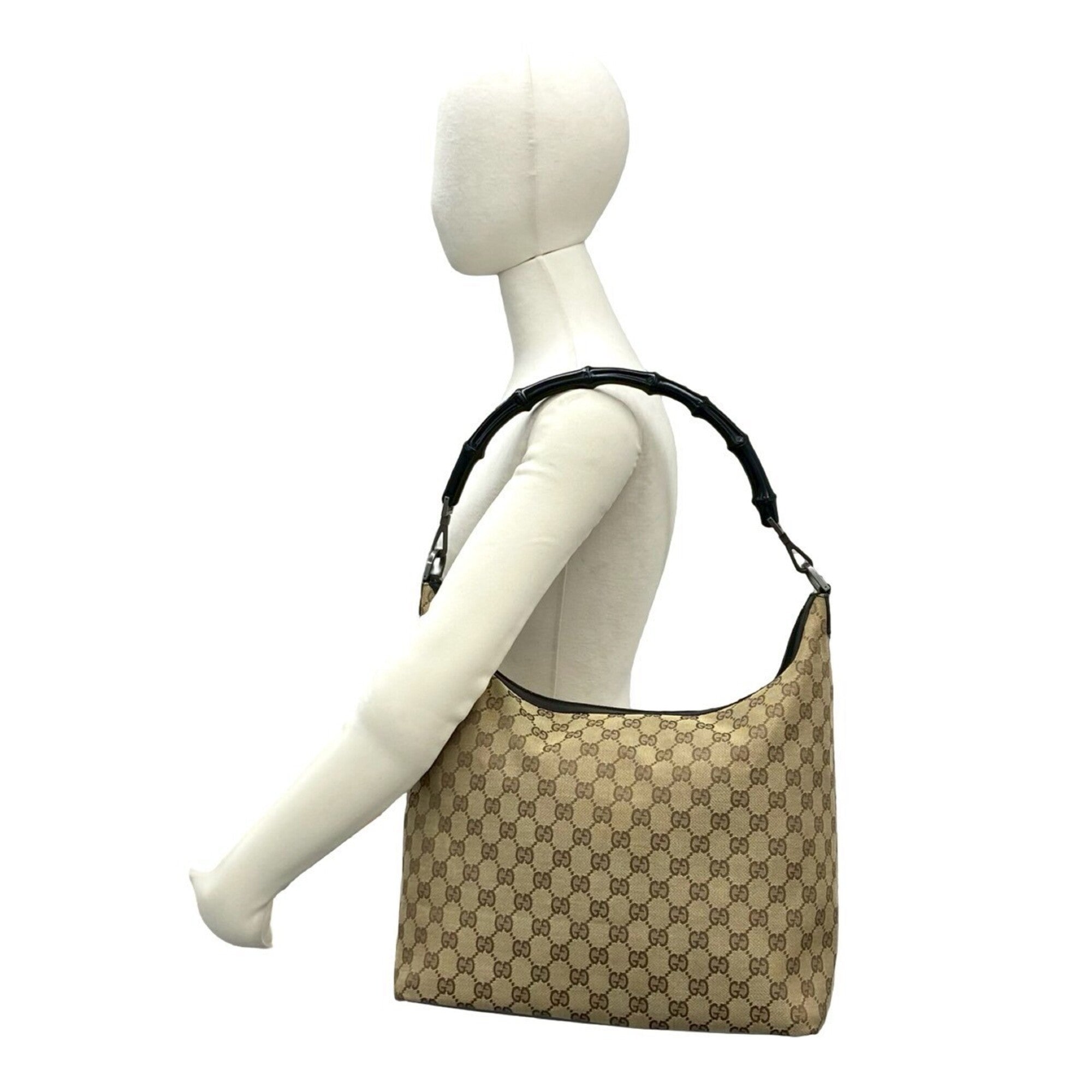 Gucci Brown Canvas Leather Handbag Shoulder Bag Tote Bag (Pre-Owned)