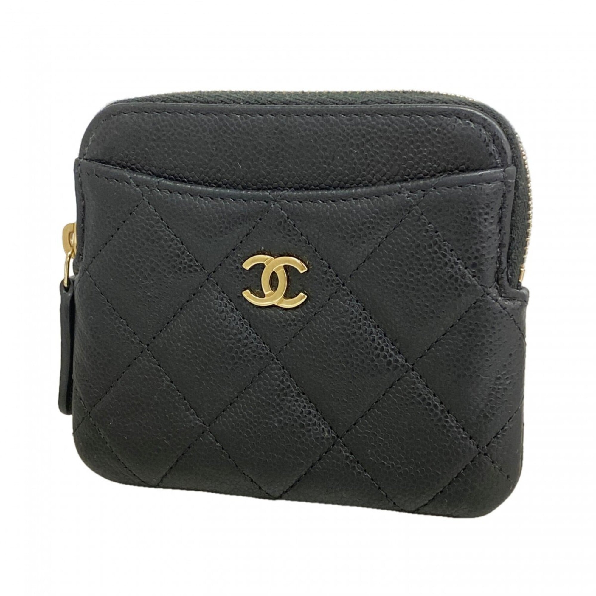 Chanel Black Grained Calfskin Coin Purse/Coin Case (Pre-Owned)