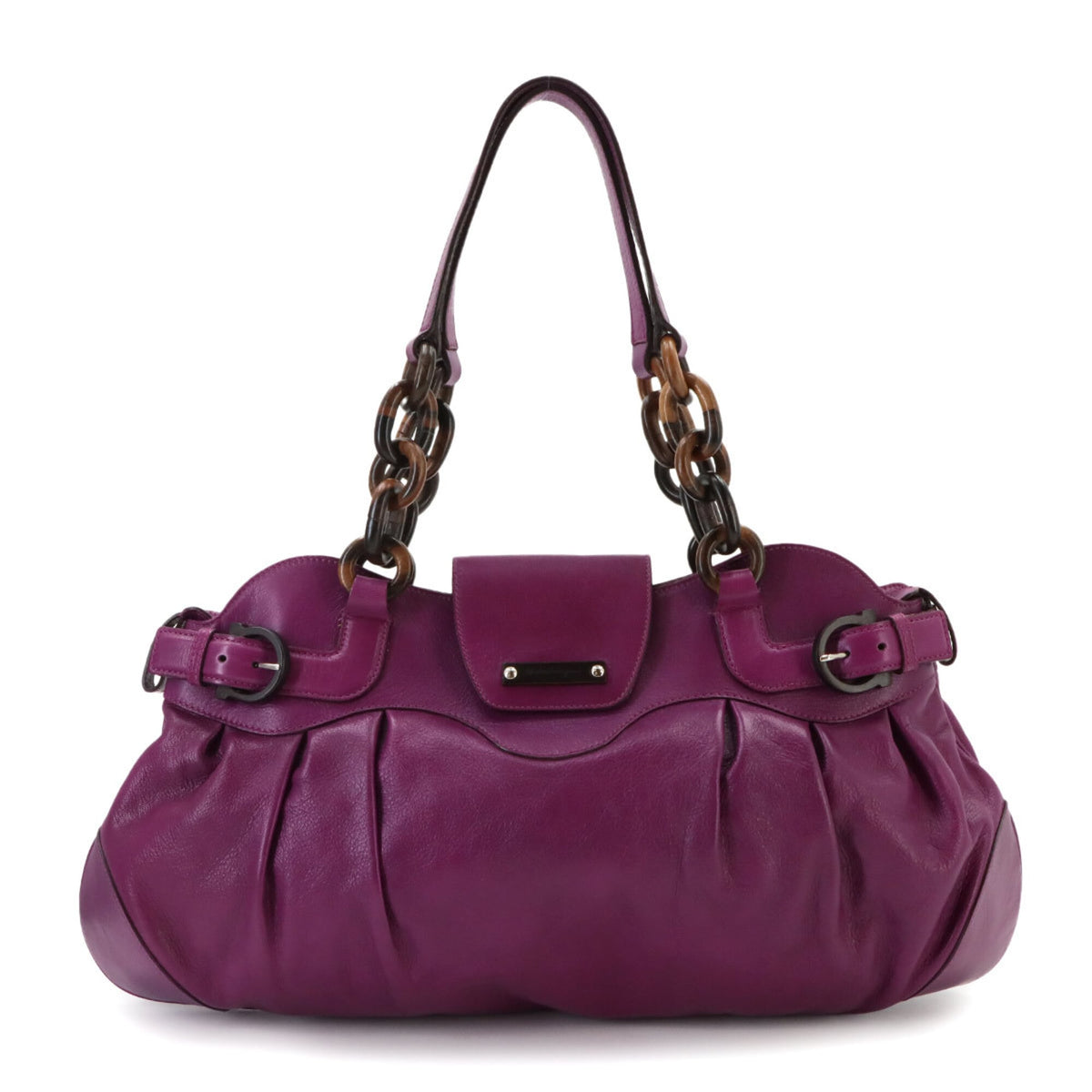 Salvatore Ferragamo Gancini Purple Leather Handbag Shoulder Bag (Pre-Owned)