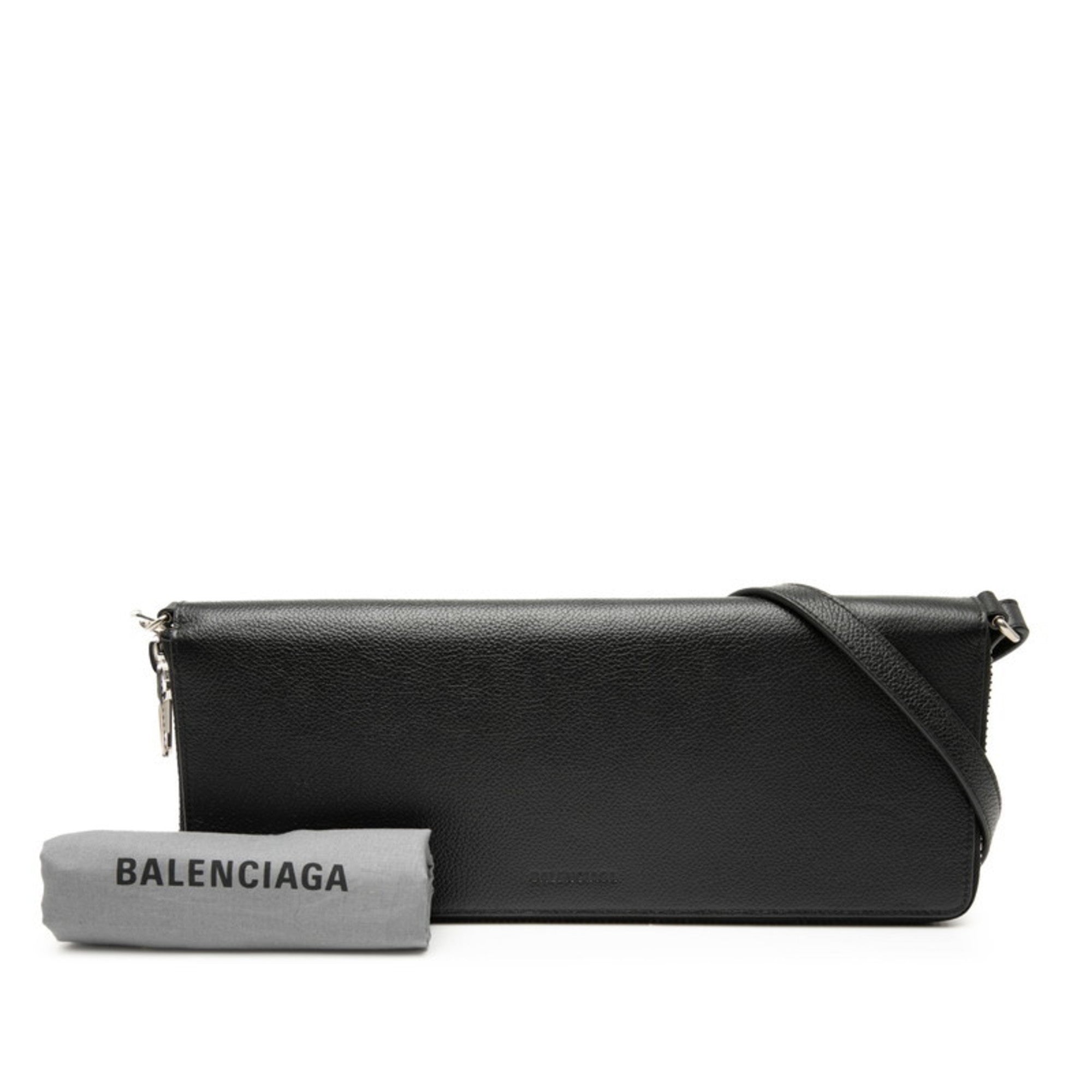 Balenciaga Black Leather Clutch Bag Shoulder Bag (Pre-Owned)