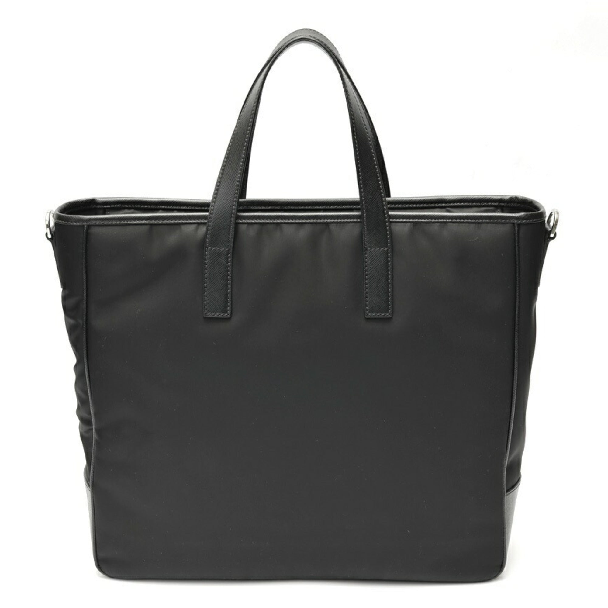 Prada Black Nylon Leather Shoulder Bag Tote Bag (Pre-Owned)