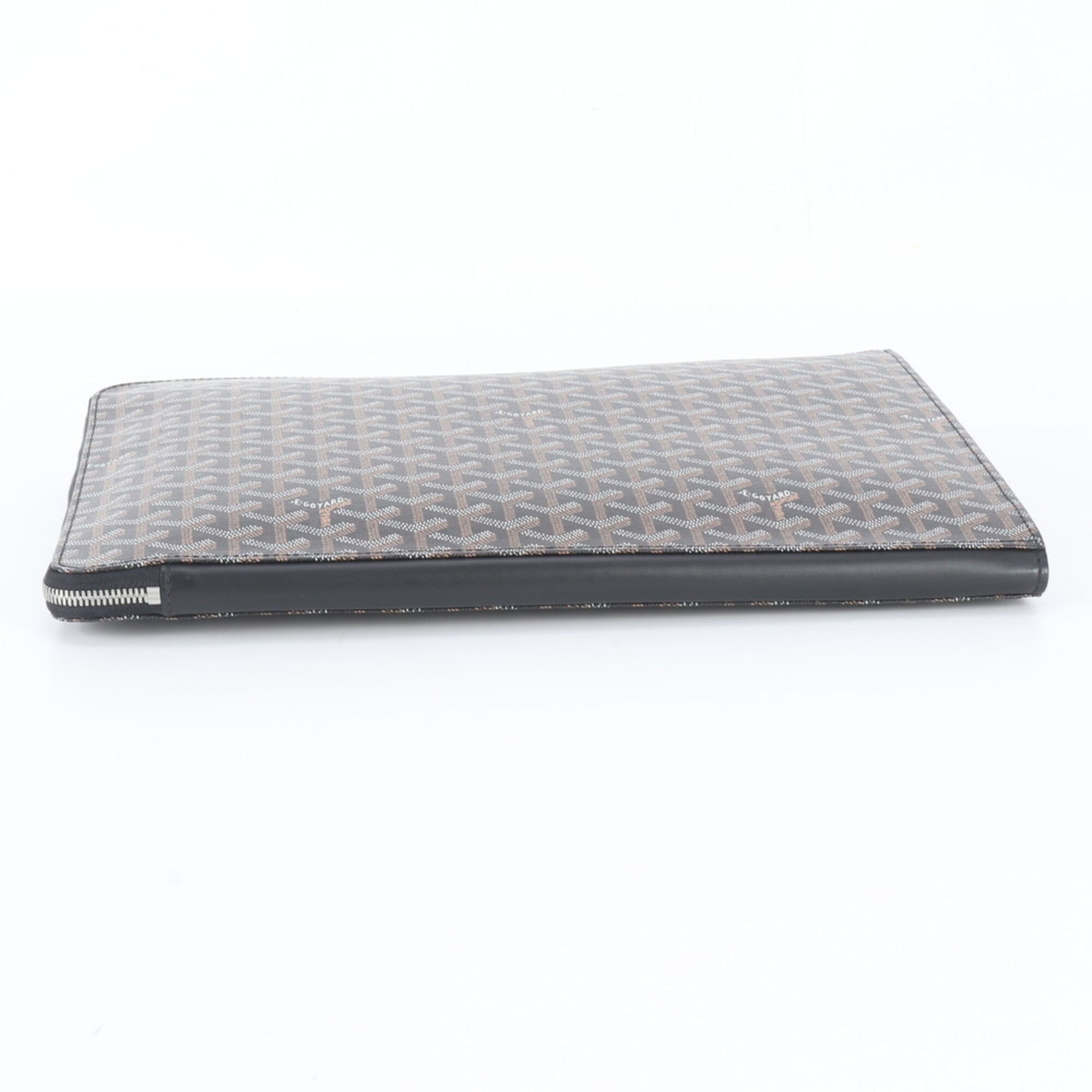 Goyard Black Brown White Leather Coated Canvas Clutch Bag Pouch (Pre-Owned)