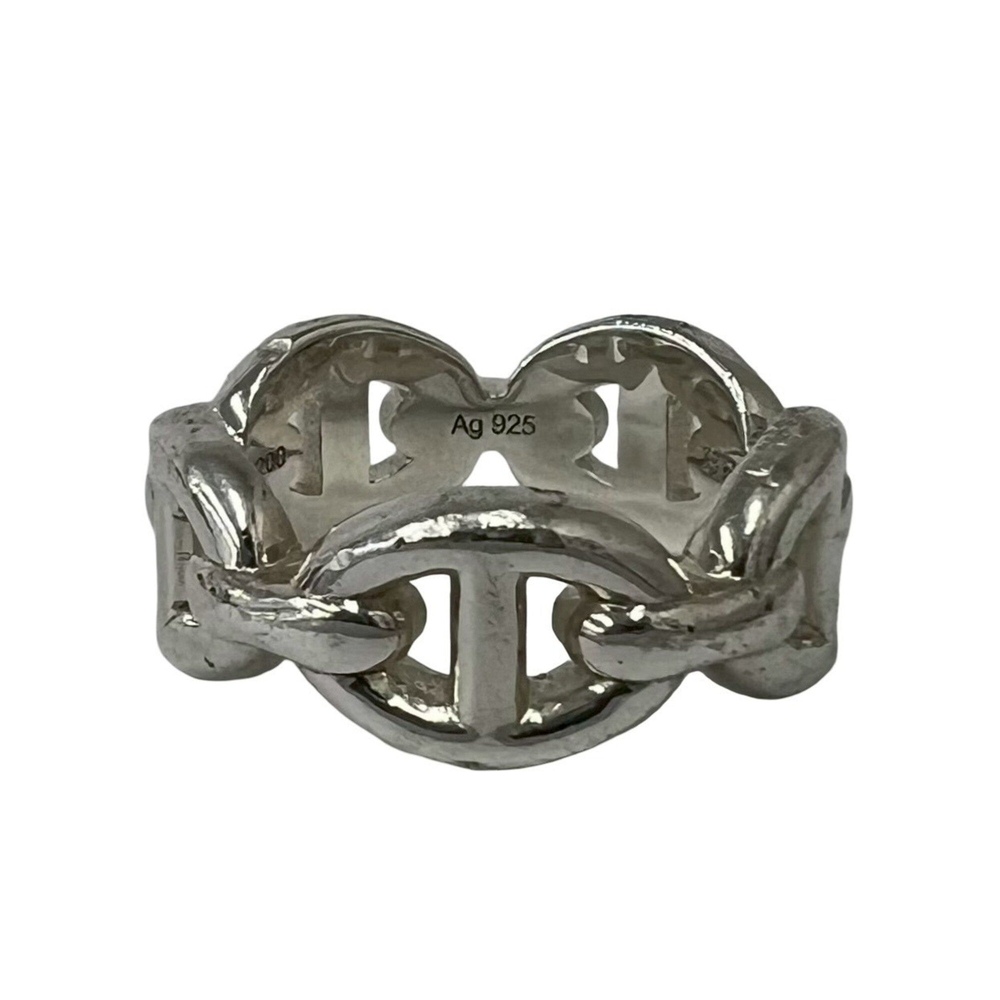 Hermes Silver Silver 925 Band Ring (Pre-Owned)