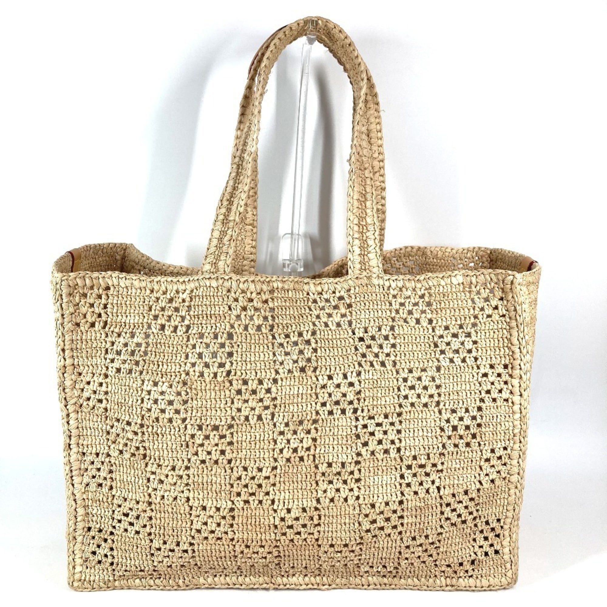 Louis Vuitton Natural Raffia Leather Handbag Shoulder Bag Tote Bag (Pre-Owned)