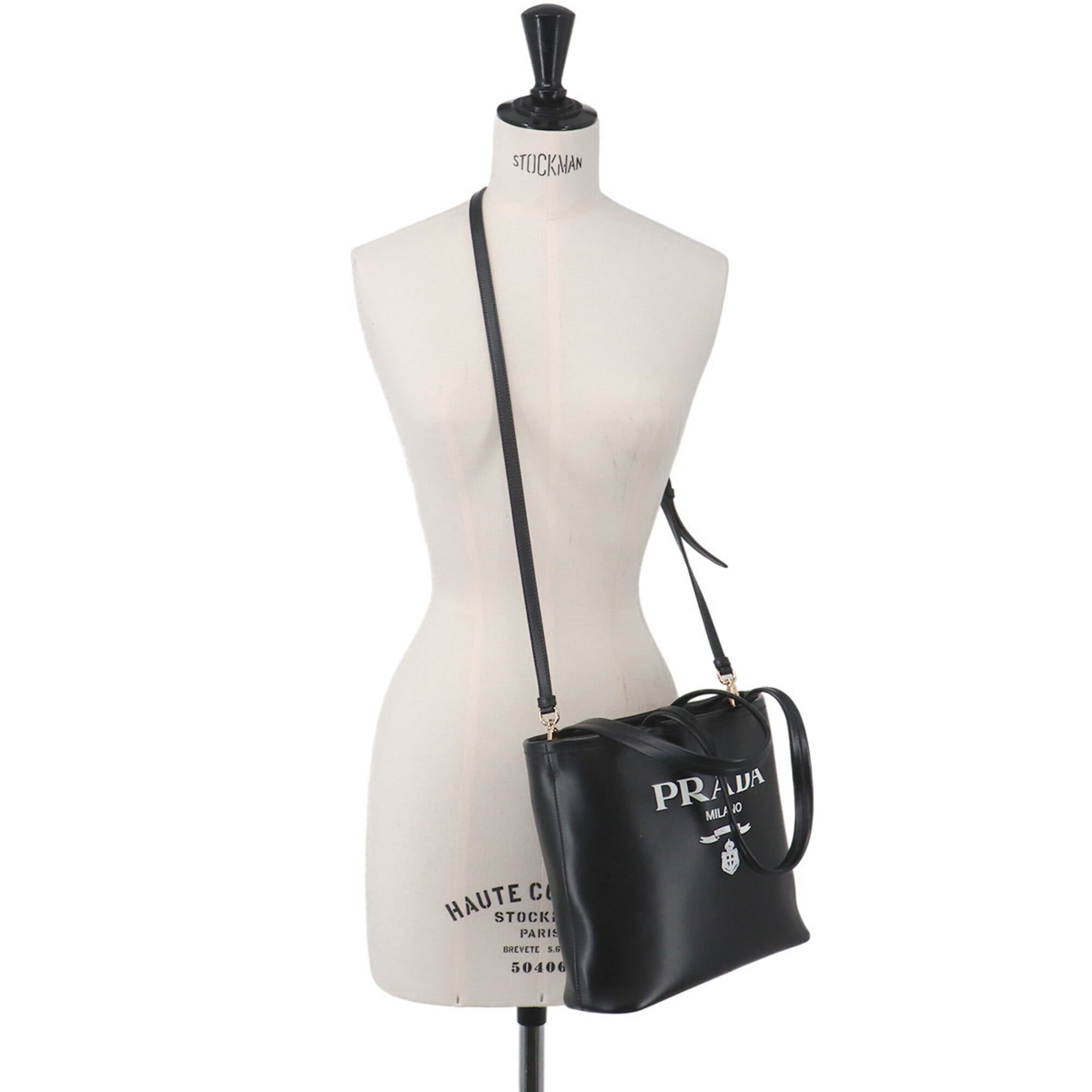 Prada Black Nero Leather Handbag Shoulder Bag Tote Bag (Pre-Owned)