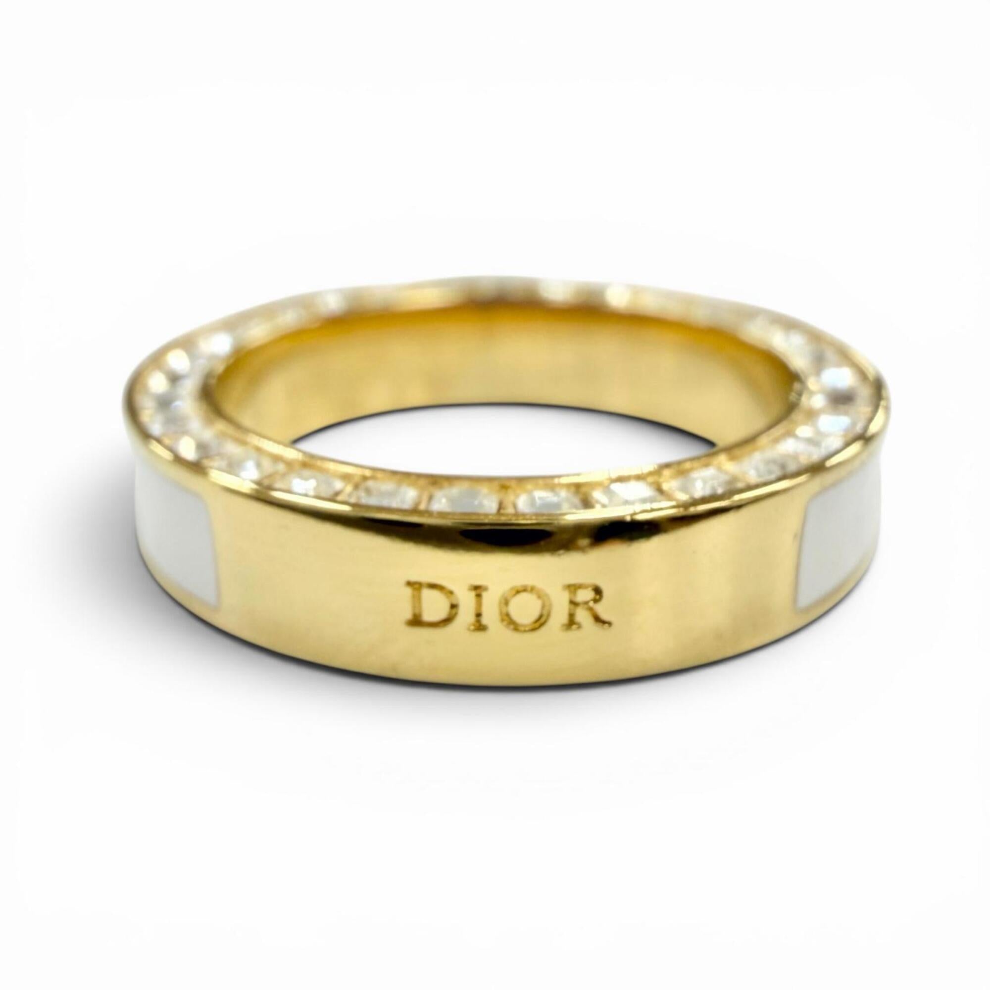 Christian Dior Gold White Band Ring (Pre-Owned)