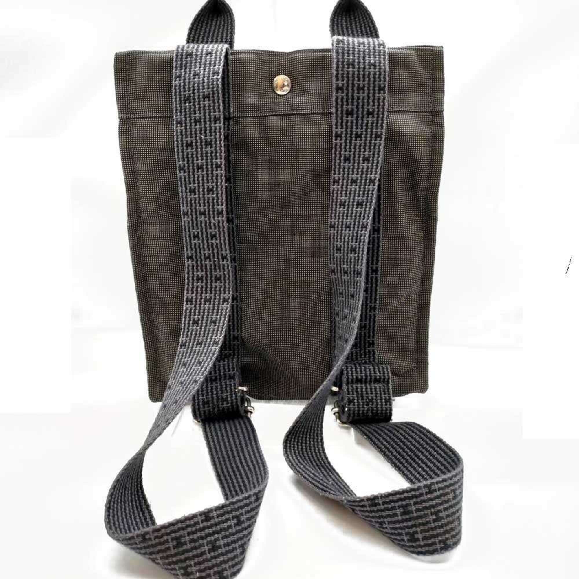 Hermes Her Line Gray Canvas Backpack (Pre-Owned)