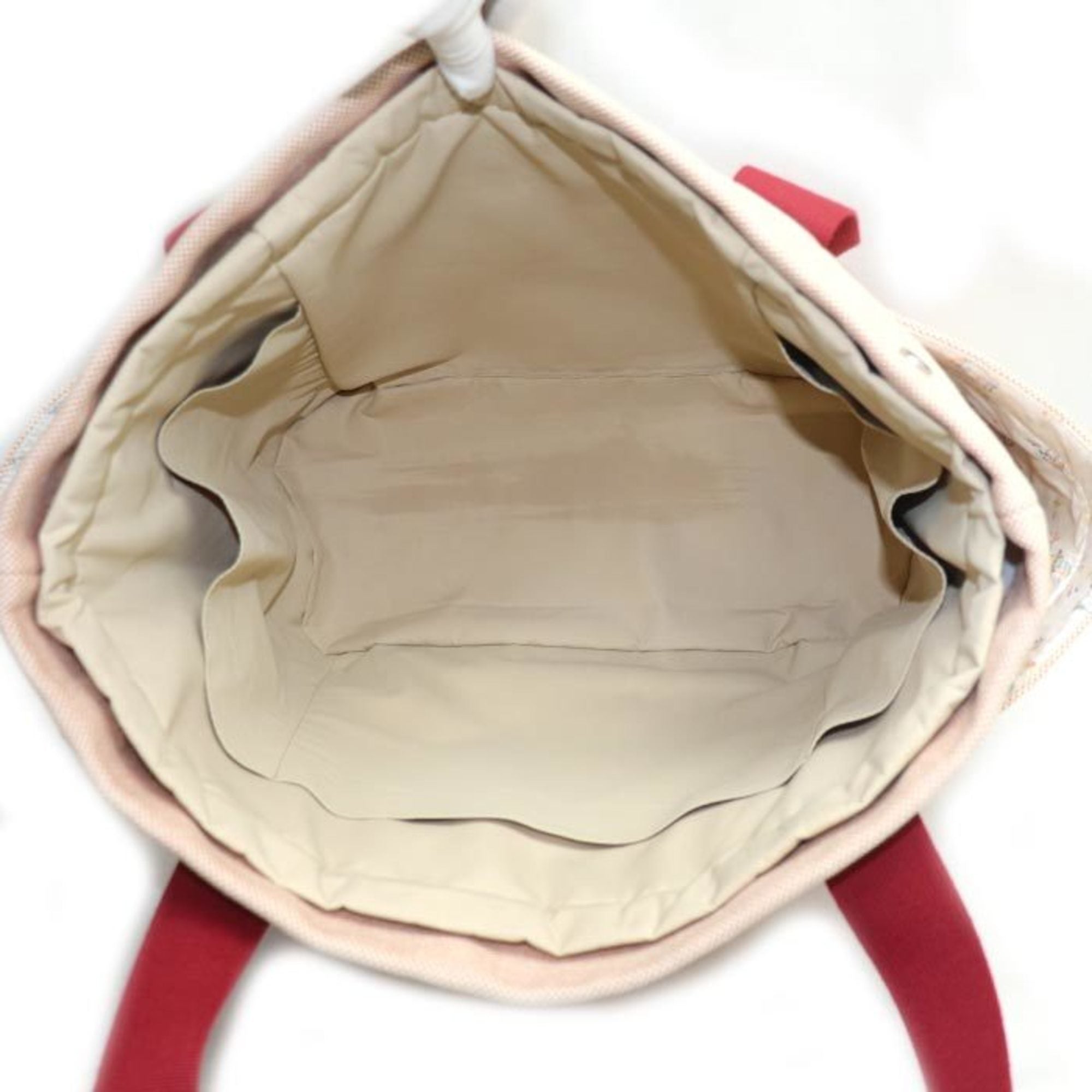 Hermes Red Color Canvas Toile H Tote Bag (Pre-Owned)