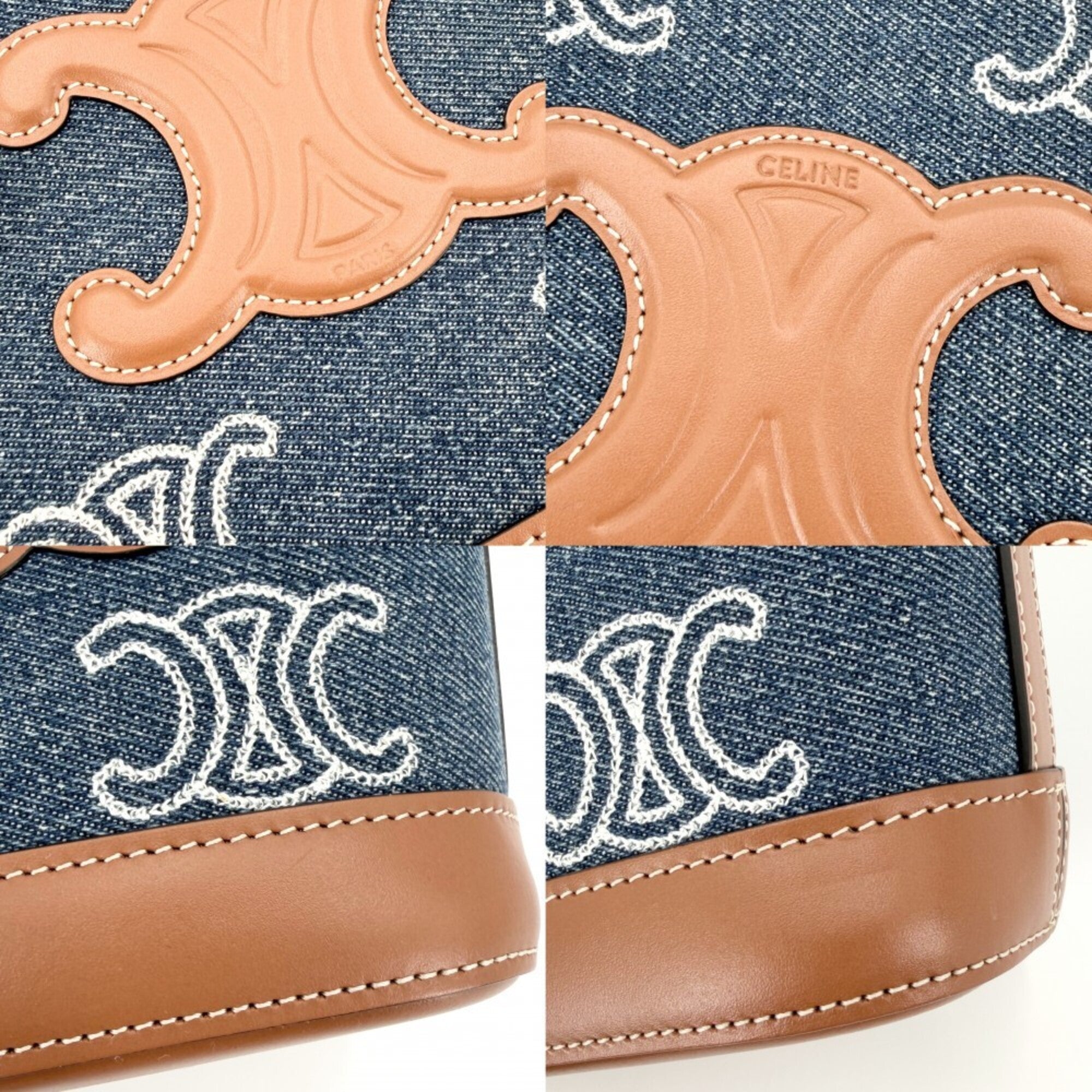 Celine Brown Denim Leather Shoulder Bag (Pre-Owned)