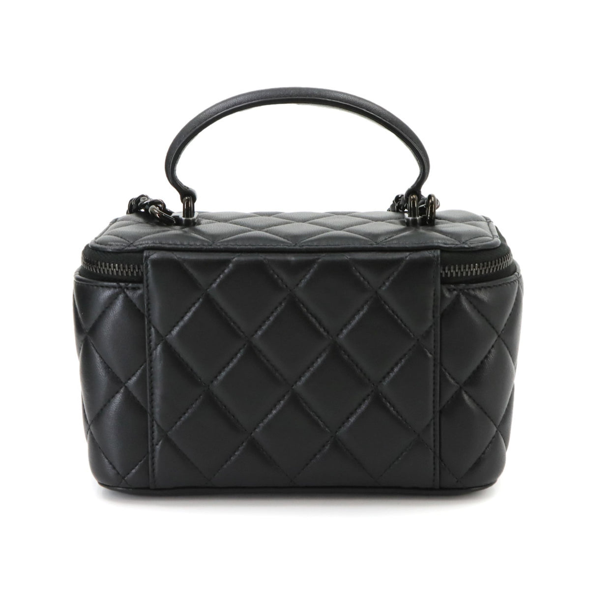 Chanel Black Leather Handbag Vanity Bag (Pre-Owned)