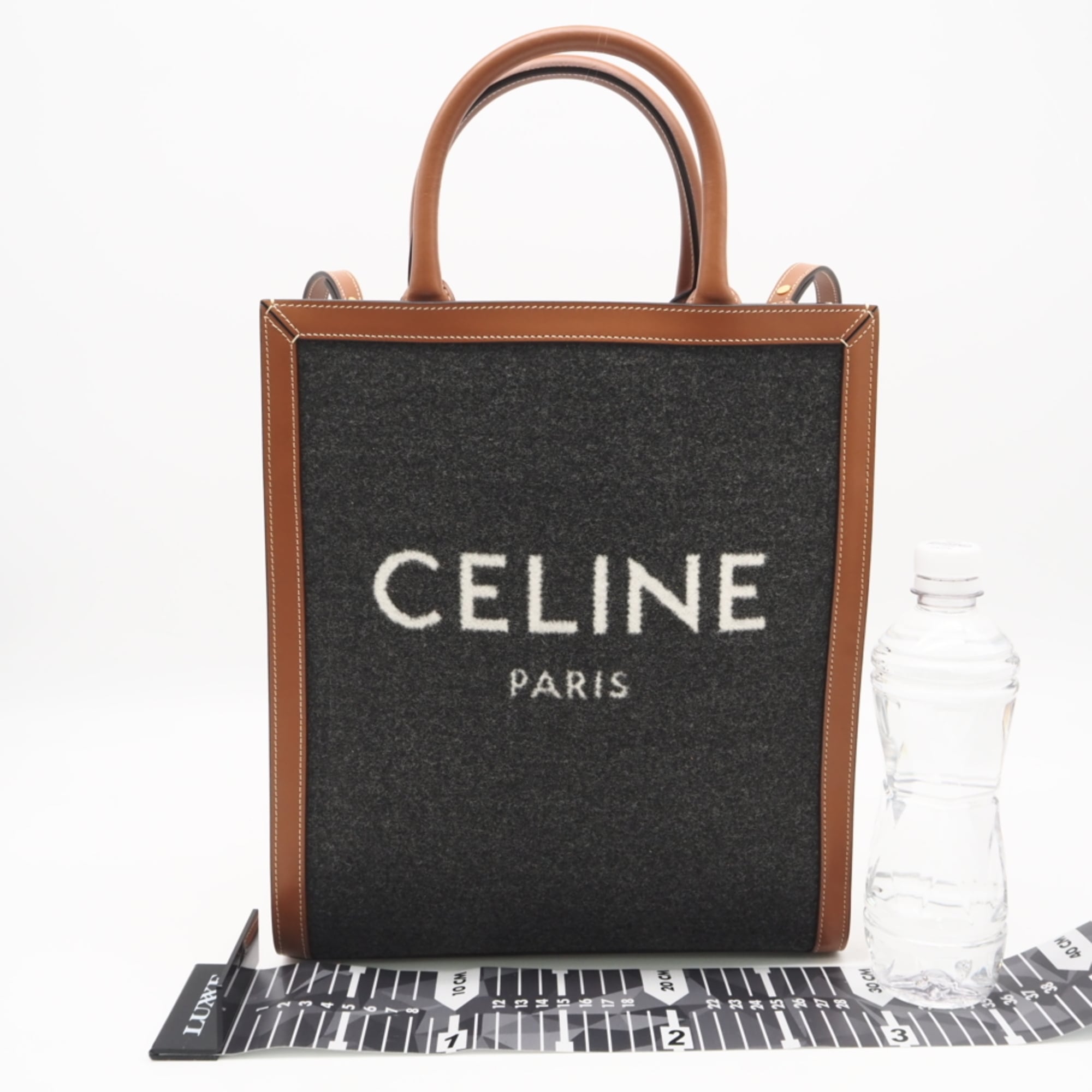 Celine Gray Brown Cotton Leather Handbag (Pre-Owned)