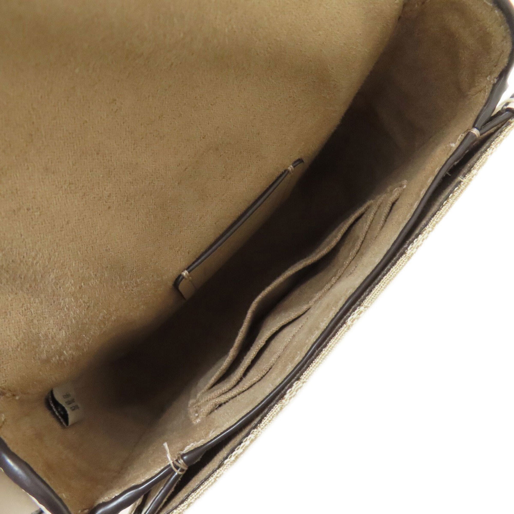 Coach Signature Beige White Canvas Leather Shoulder Bag (Pre-Owned)