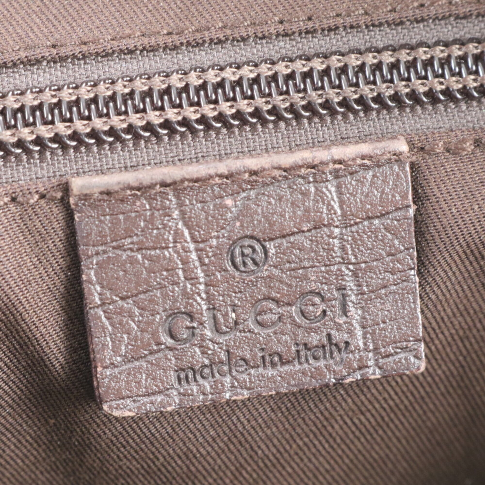 Gucci Beige Leather Coated Canvas Shoulder Bag Tote Bag (Pre-Owned)