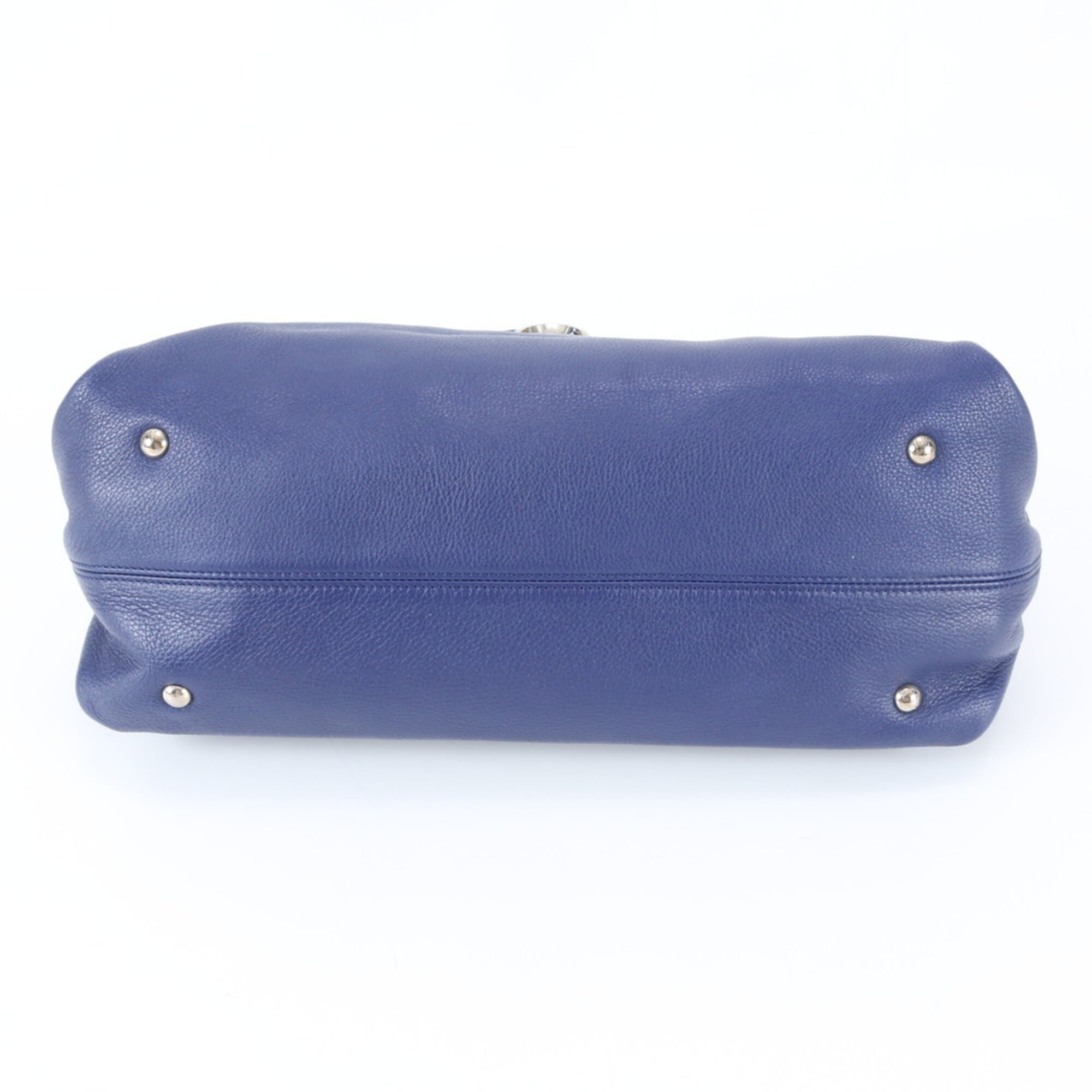 Salvatore Ferragamo Gancini Blue Leather Handbag Shoulder Bag (Pre-Owned)