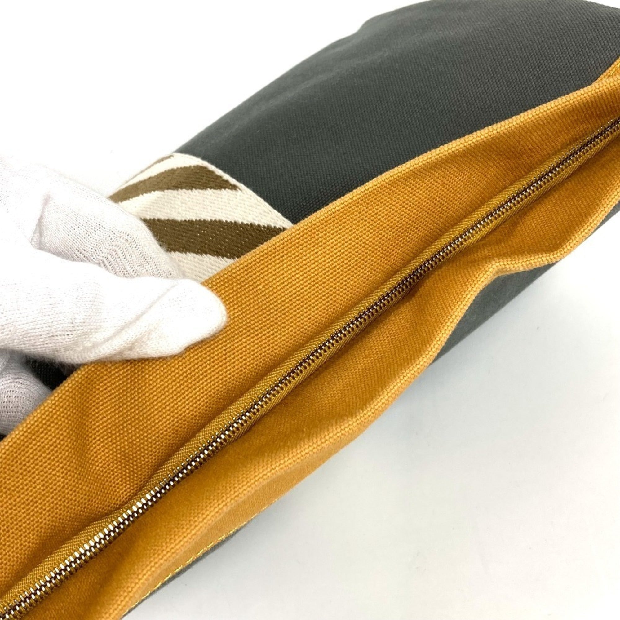 Hermes Gray Yellow Cotton Clutch Bag Pouch (Pre-Owned)