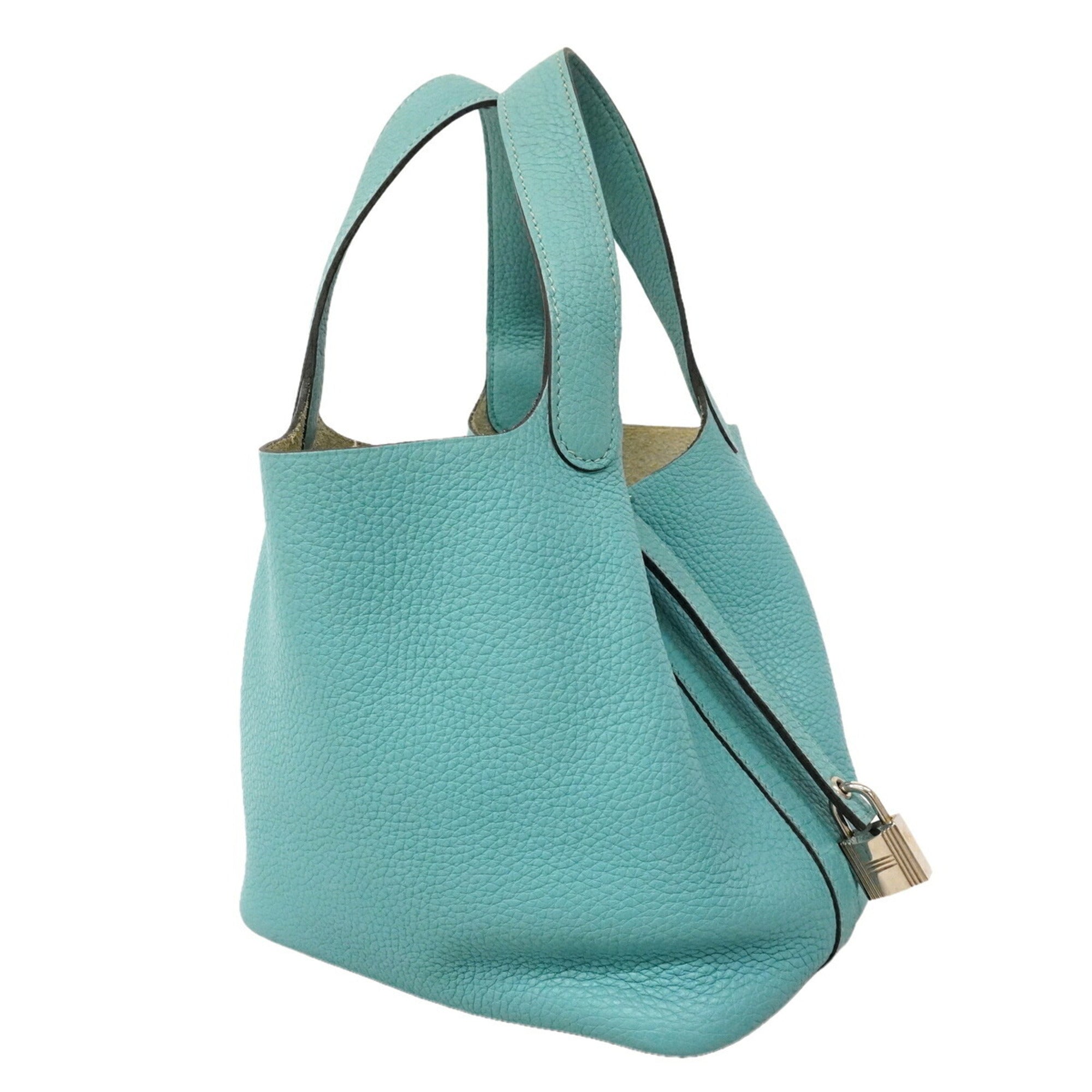 Hermes Blue Atoll Taurillon Clemence Leather Handbag (Pre-Owned)
