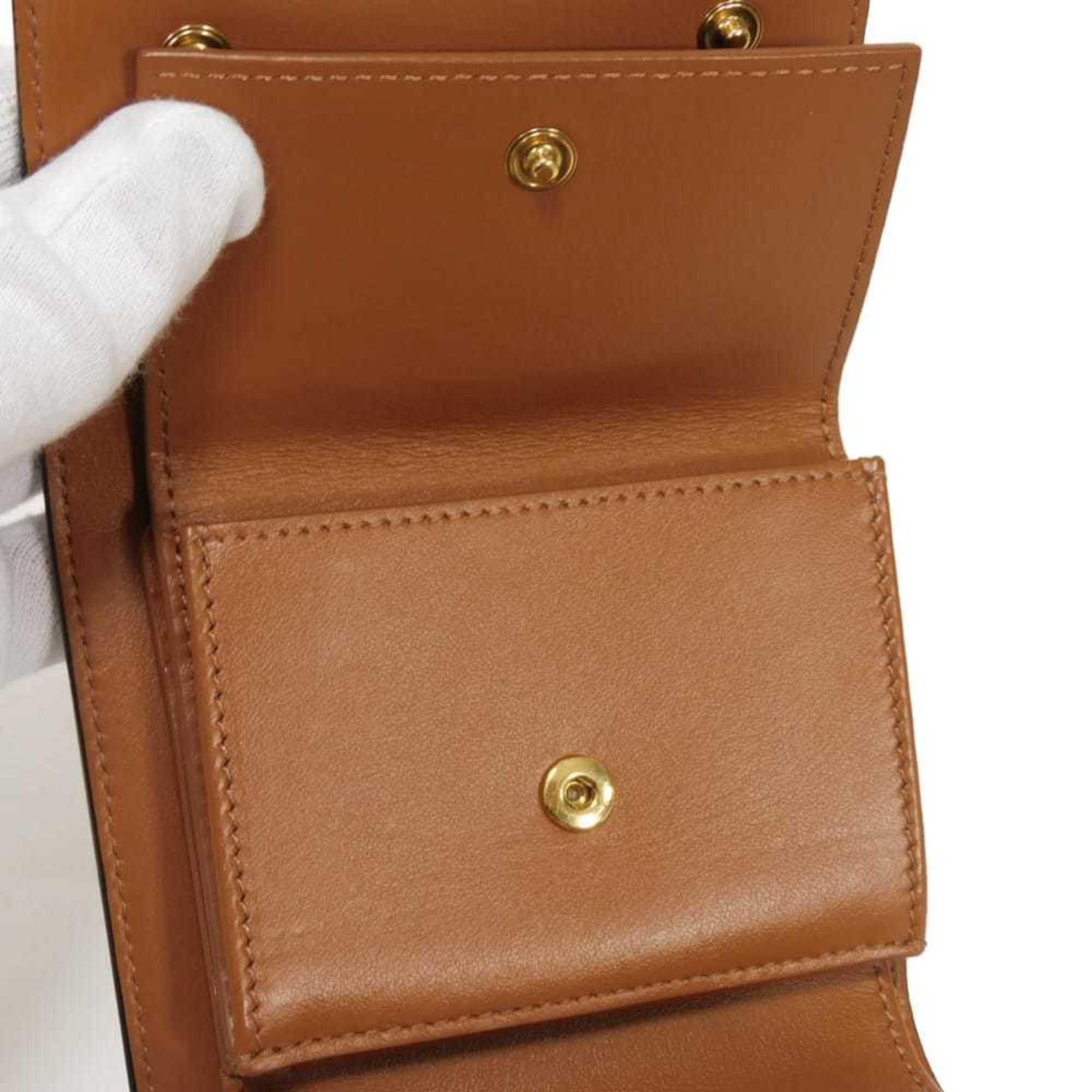 Celine Black Brown Coated Canvas Leather Wallet (Tri-Fold) (Pre-Owned)