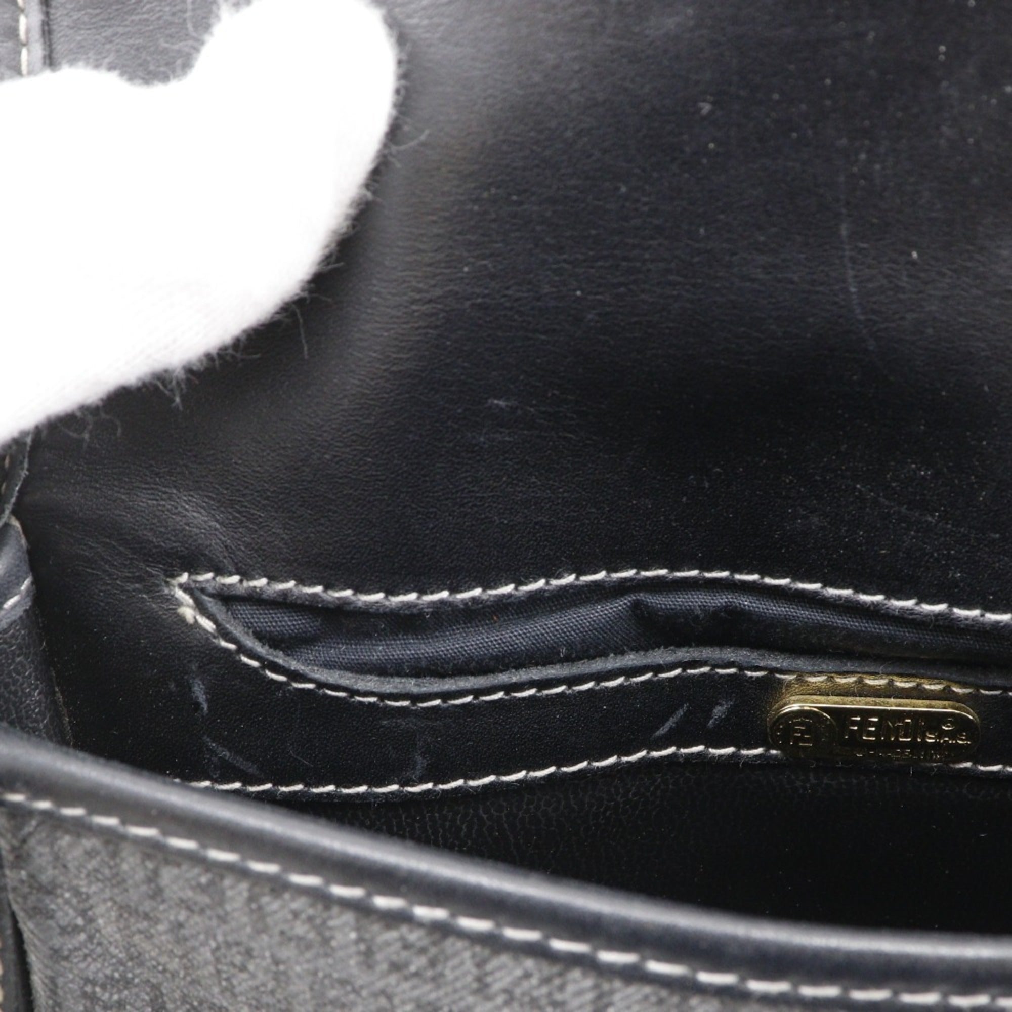 Fendi Zucchino Gray Zucchino Pochette Shoulder Bag (Pre-Owned)