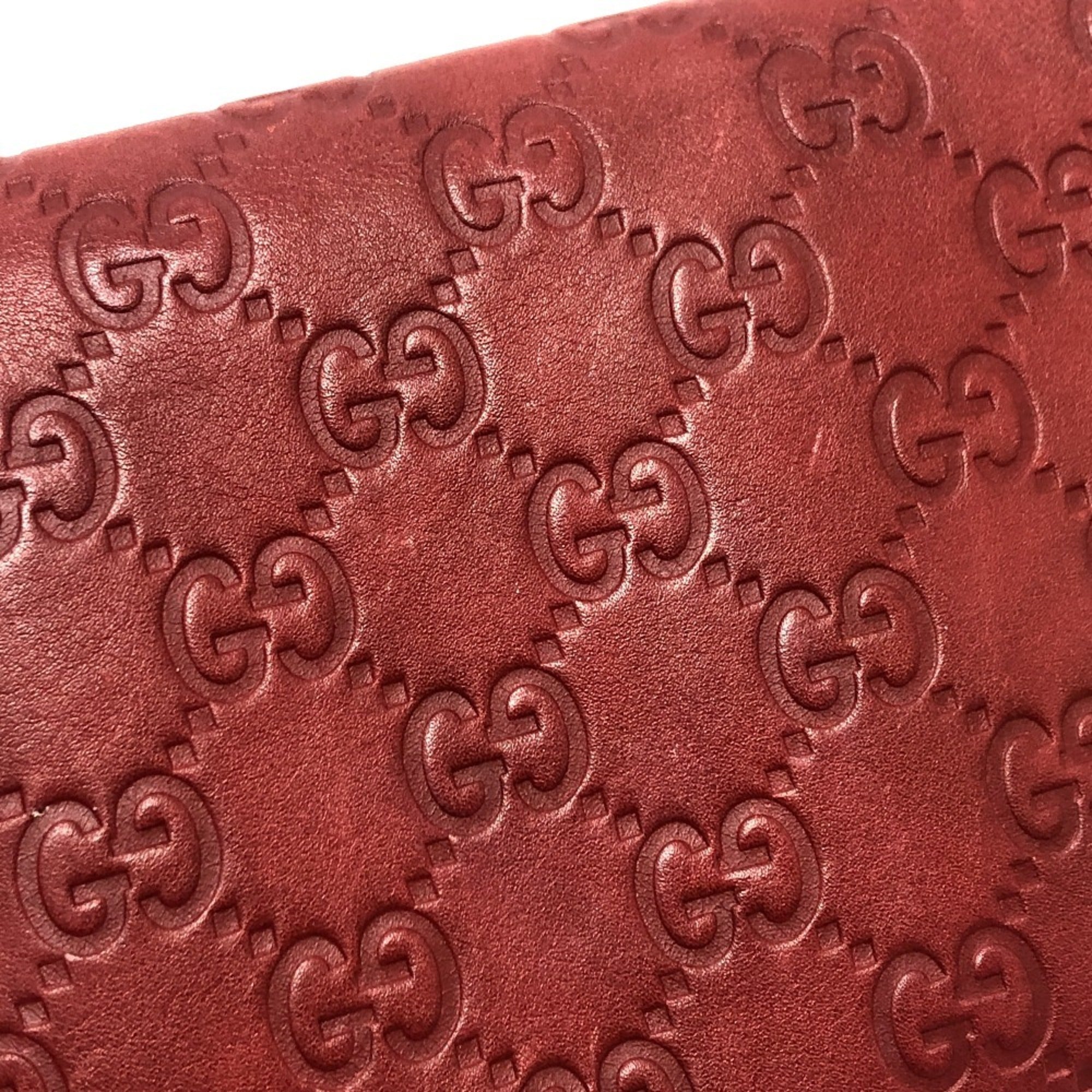 Gucci Red Color Gg Leather Long Wallet (Bi-Fold) (Pre-Owned)