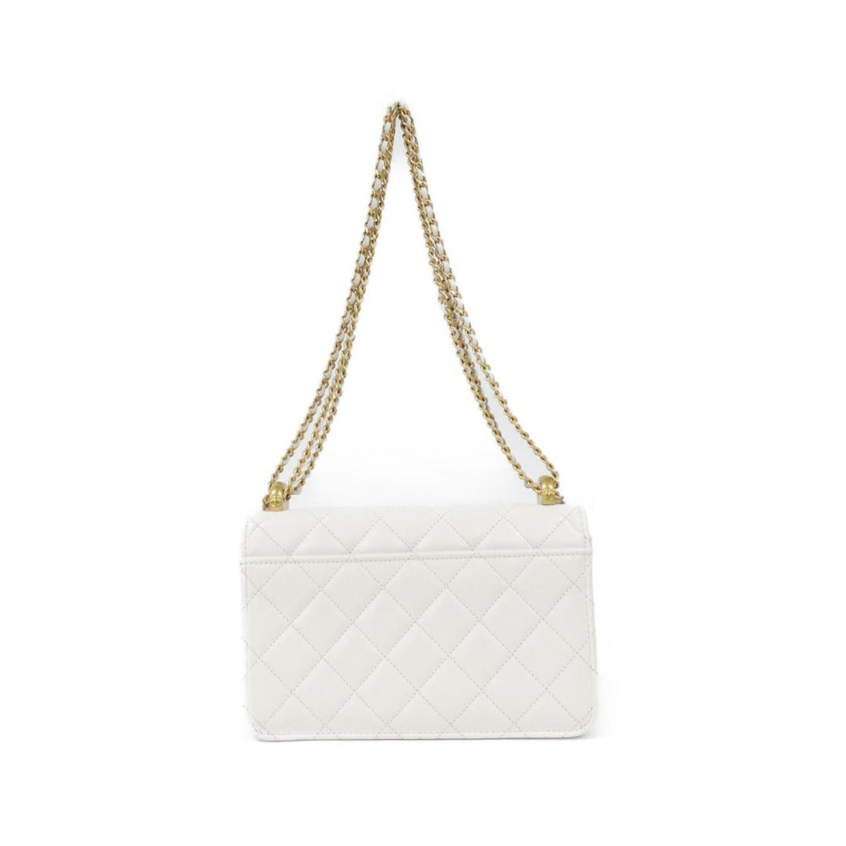 Chanel White Leather Chain/Shoulder Wallet (Pre-Owned)