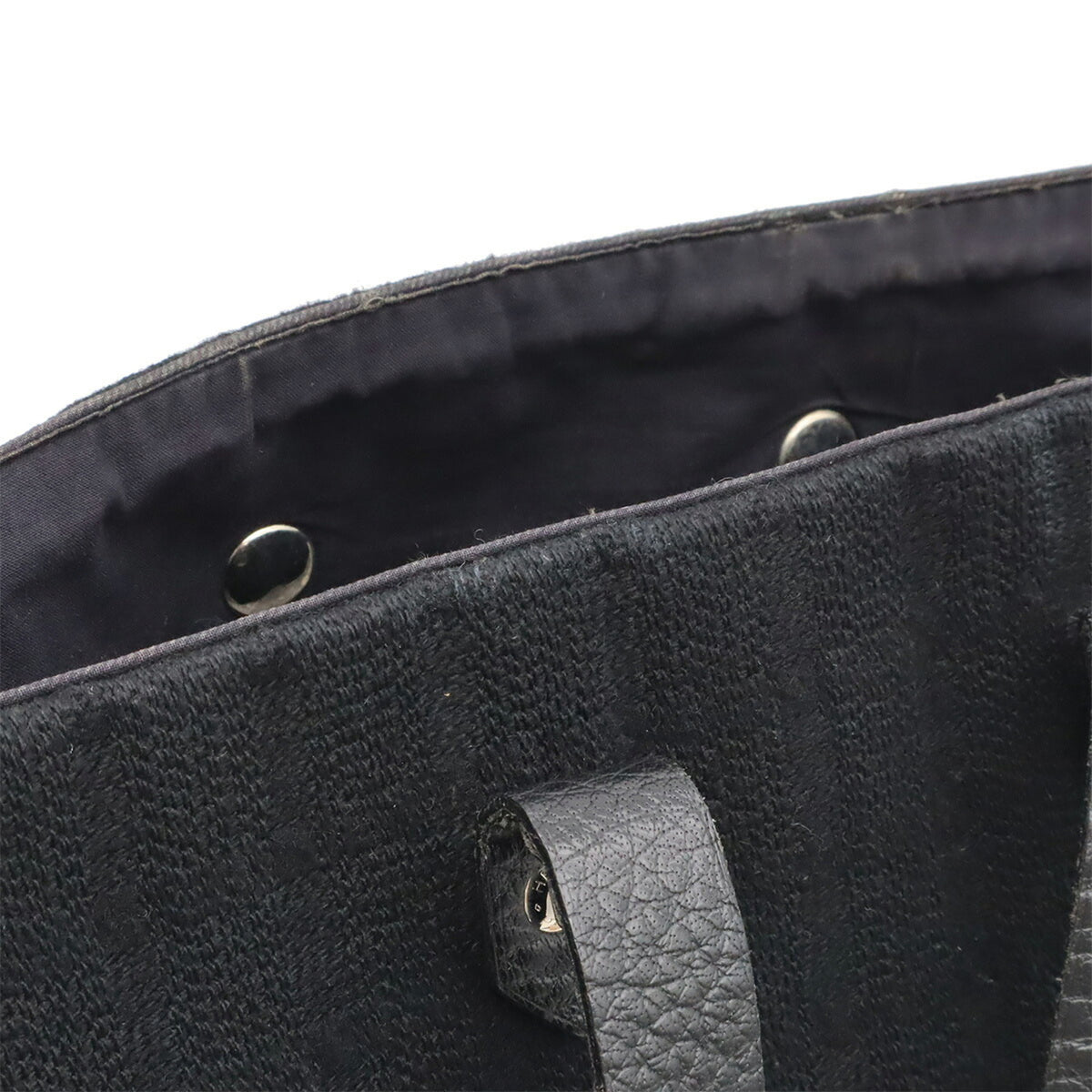 Hermes Ahmedabad Black Cotton Canvas Leather Handbag Tote Bag (Pre-Owned)