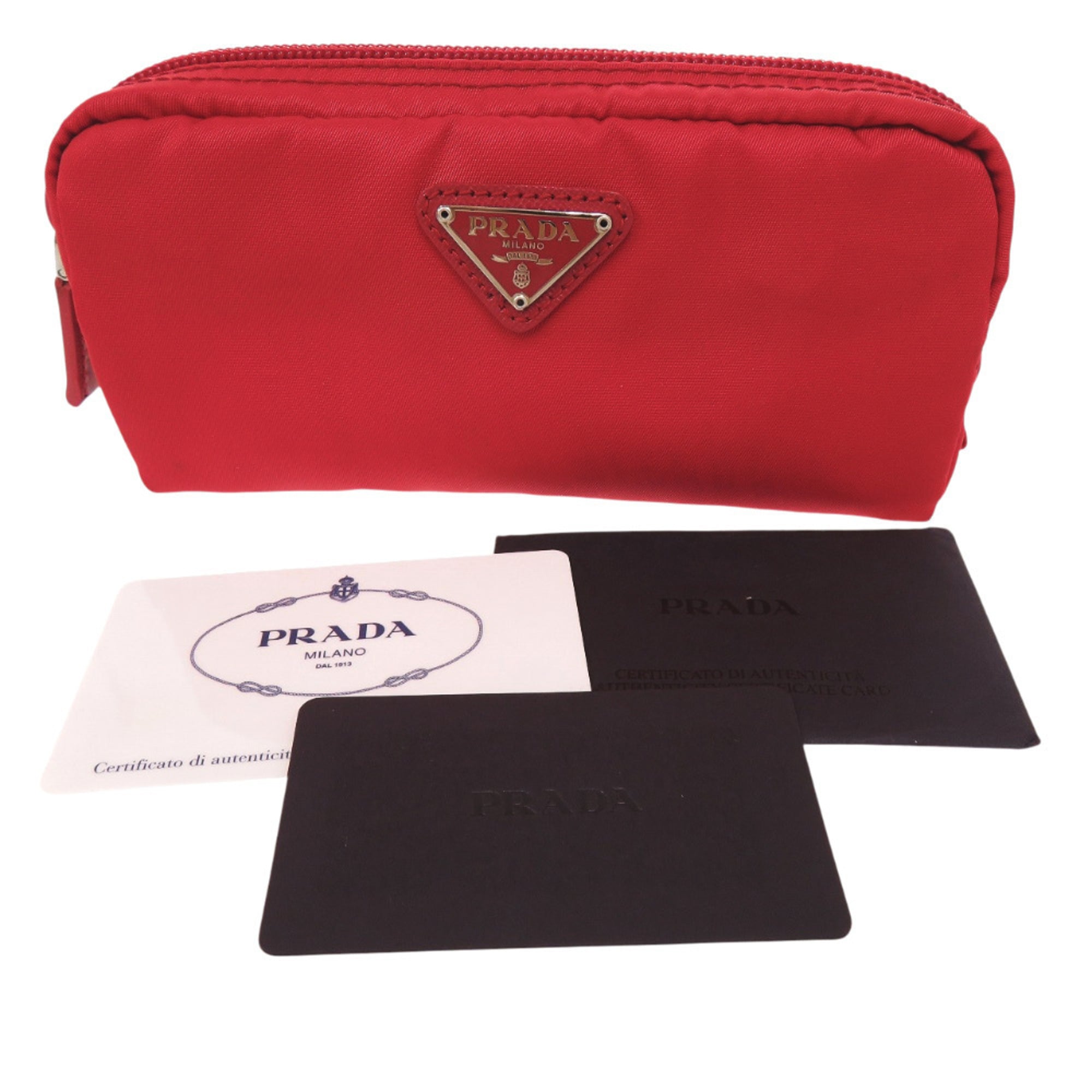 Prada Red Color Nylon Pouch (Pre-Owned)