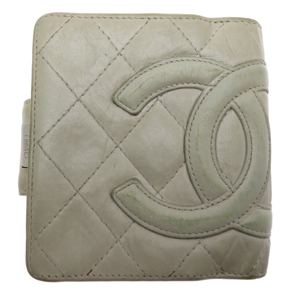Chanel Gray Leather Wallet (Bi-Fold) (Pre-Owned)