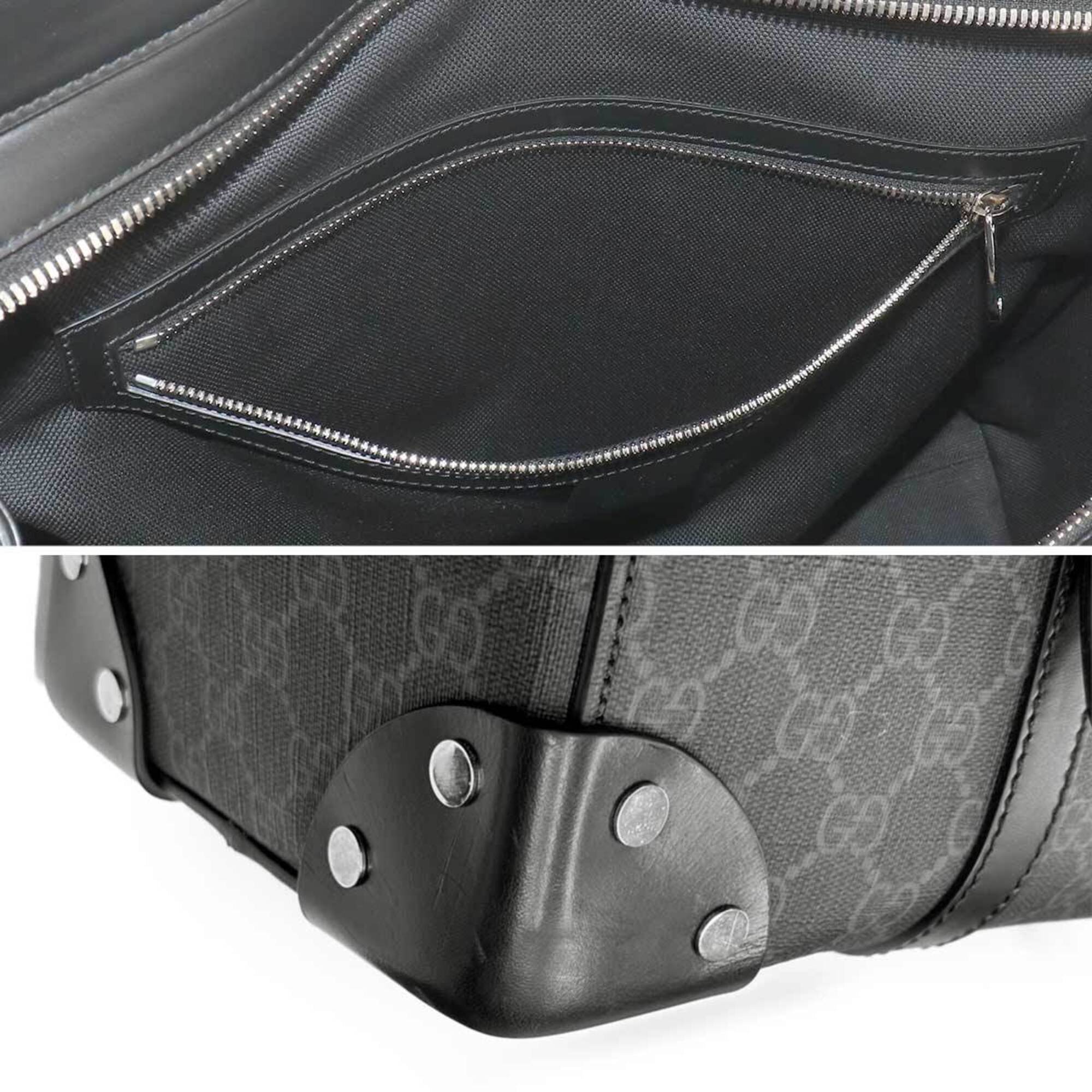Gucci Black Gray Gg Supreme Canvas Leather Handbag Tote Bag (Pre-Owned)