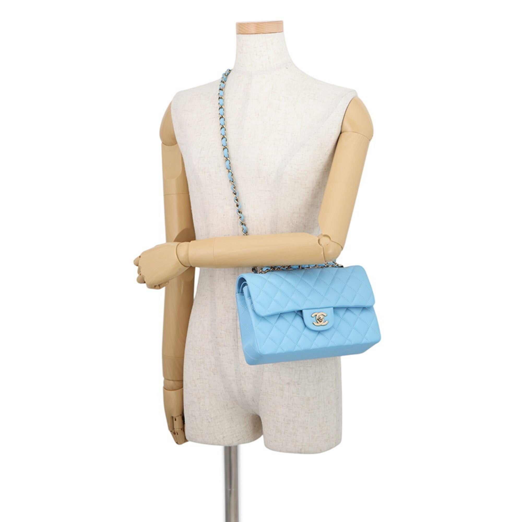 Chanel Sky Blue Grained Calfskin Handbag Shoulder Bag (Pre-Owned)