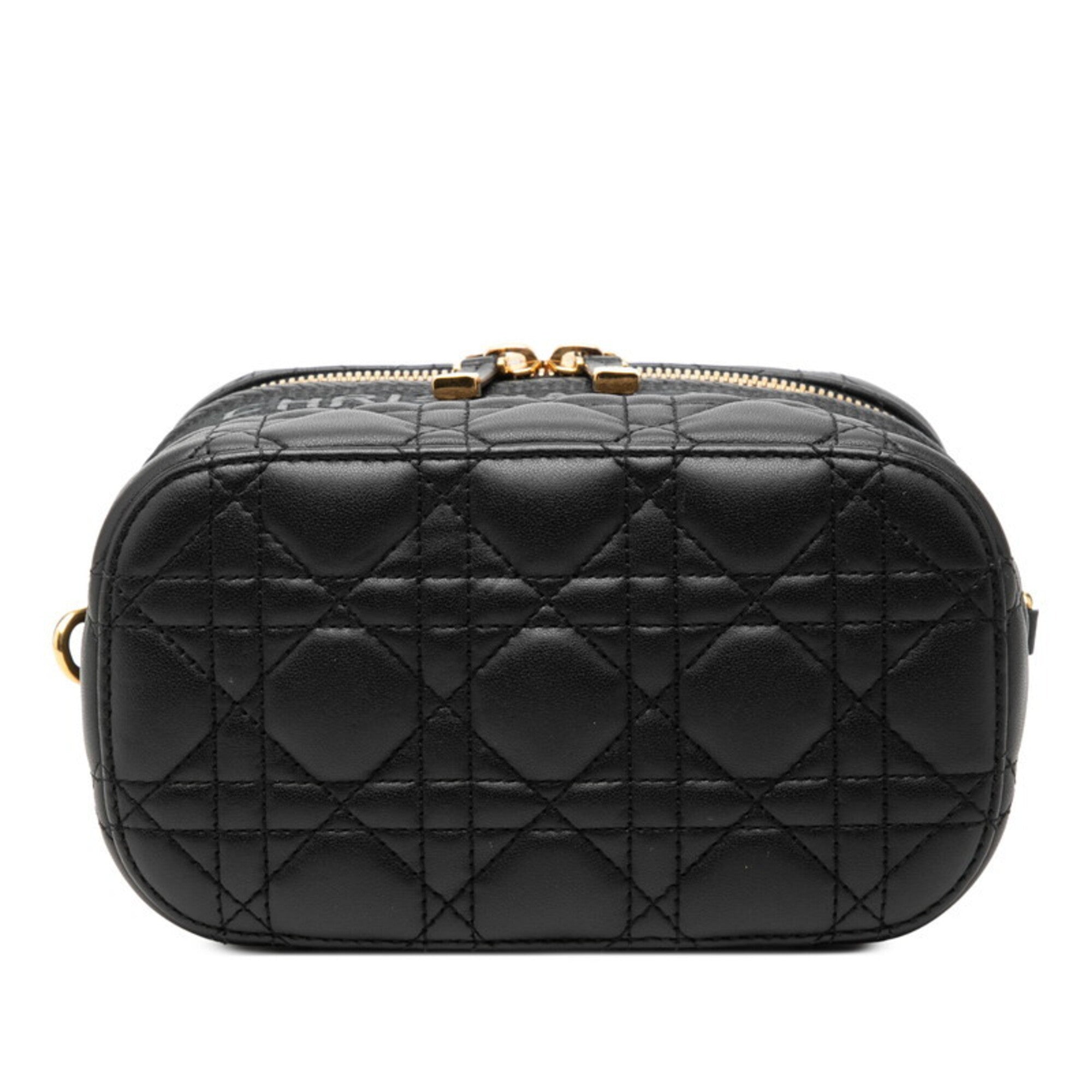 Christian Dior Black Leather Shoulder Bag Vanity Bag (Pre-Owned)