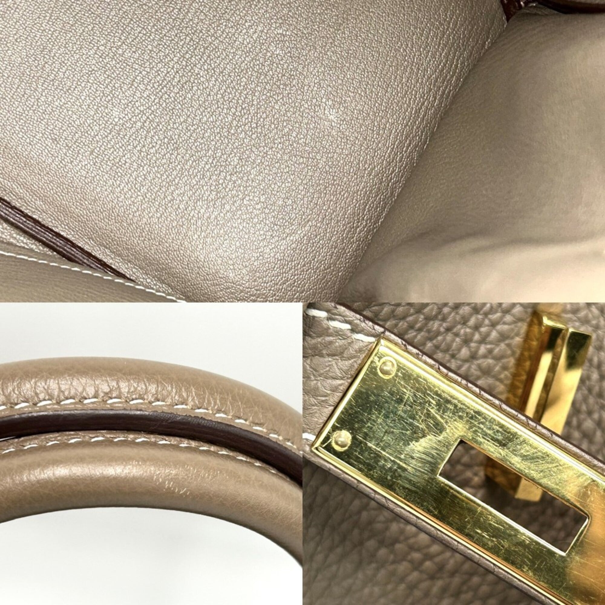 Hermes Etoupe Gray Togo Leather Handbag (Pre-Owned)