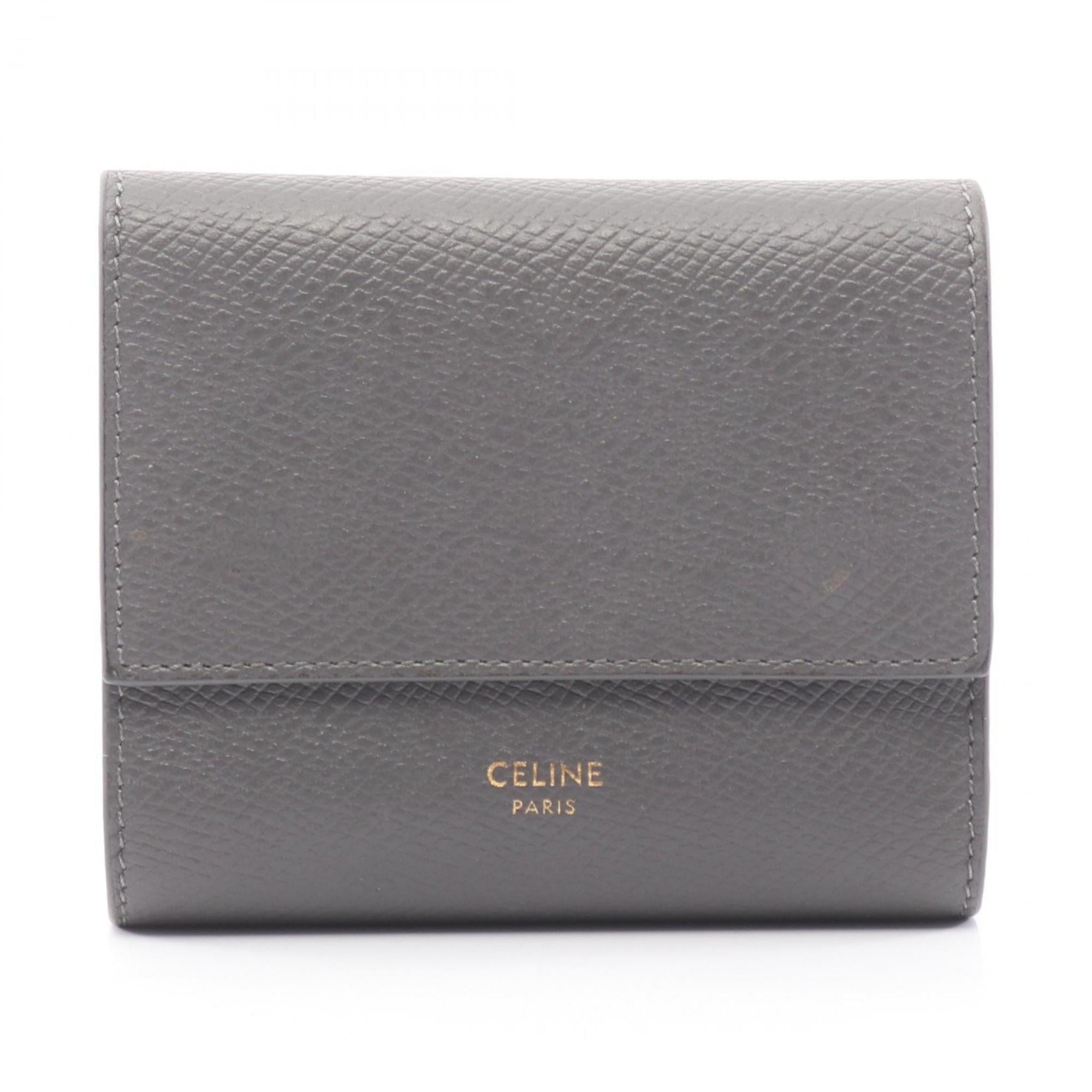 Celine Gray Leather Wallet (Tri-Fold) (Pre-Owned)