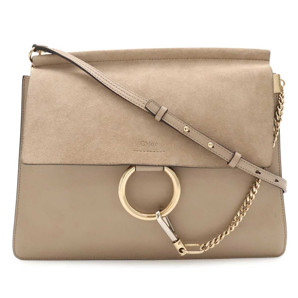 Chloé Grayish Leather Suede Pochette Shoulder Bag (Pre-Owned)