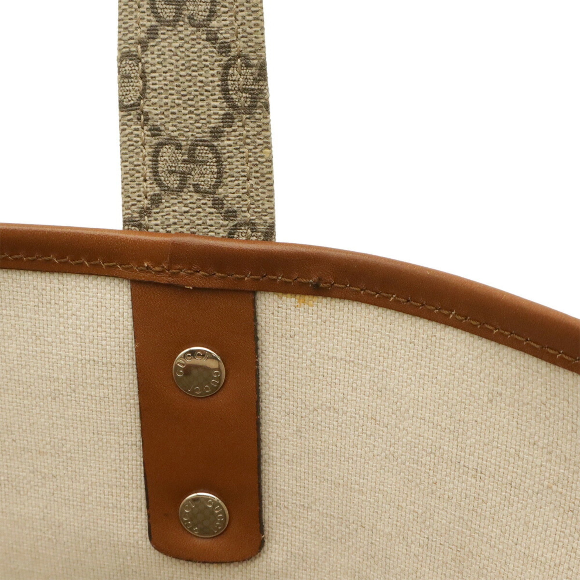 Gucci Beige Brown Gg Supreme Canvas Leather Shoulder Bag Tote Bag (Pre-Owned)