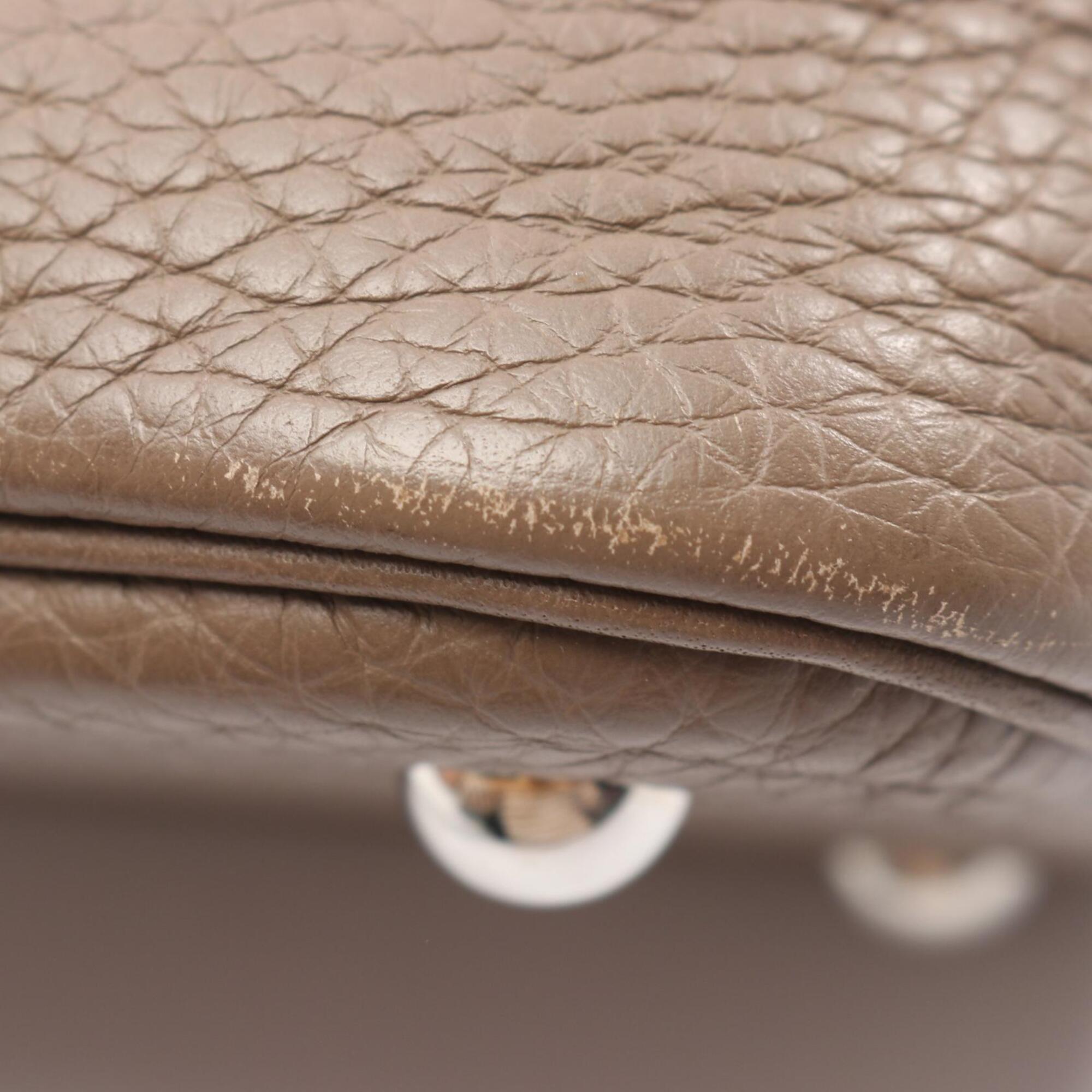 Hermes Etoupe Gray Gray Taurillon Clemence Leather Handbag (Pre-Owned)