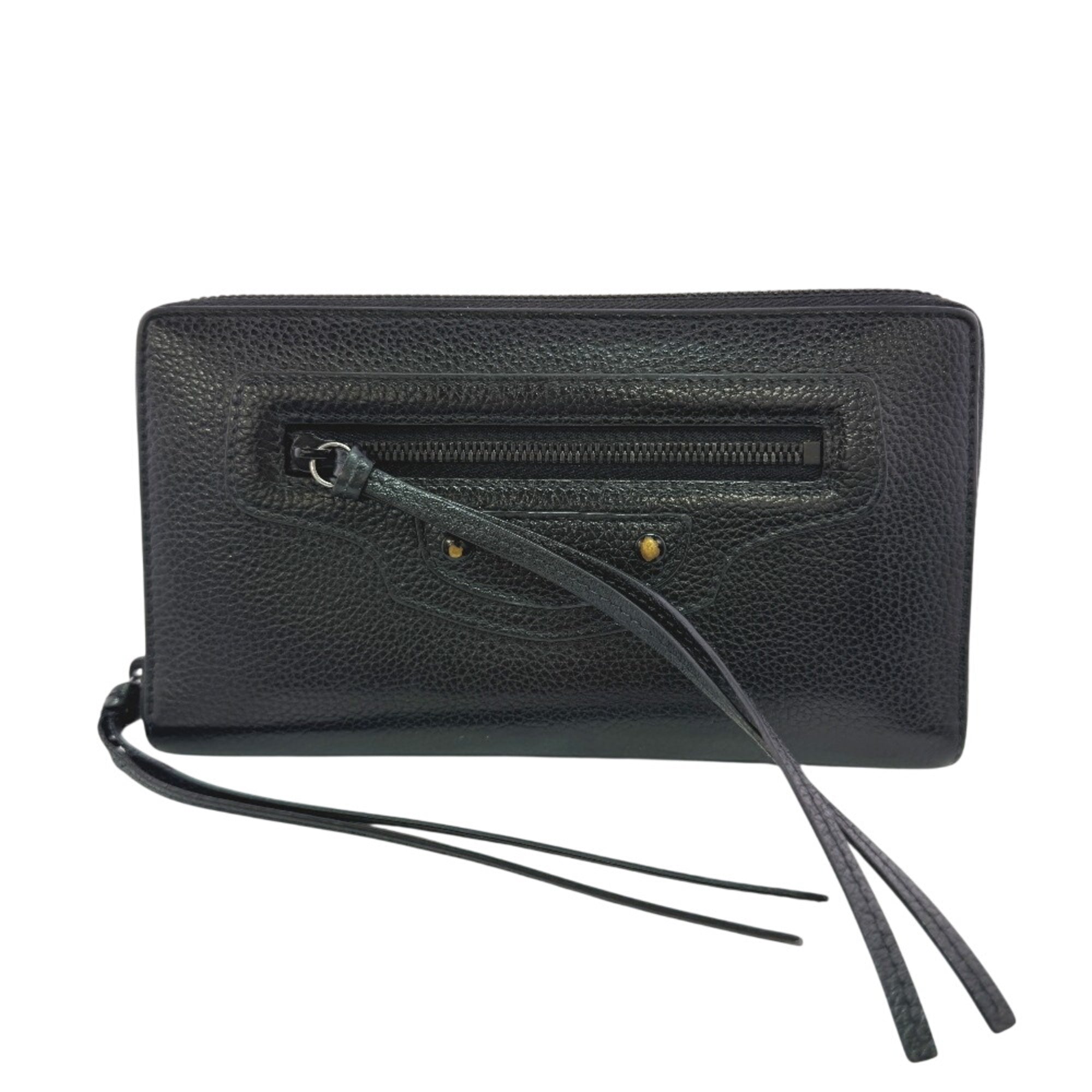 Balenciaga Black Leather Long Wallet (Bi-Fold) (Pre-Owned)