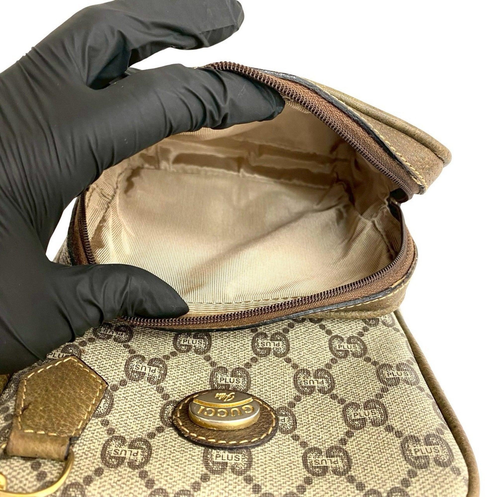 Gucci Brown Leather Pvc Pochette Shoulder Bag (Pre-Owned)