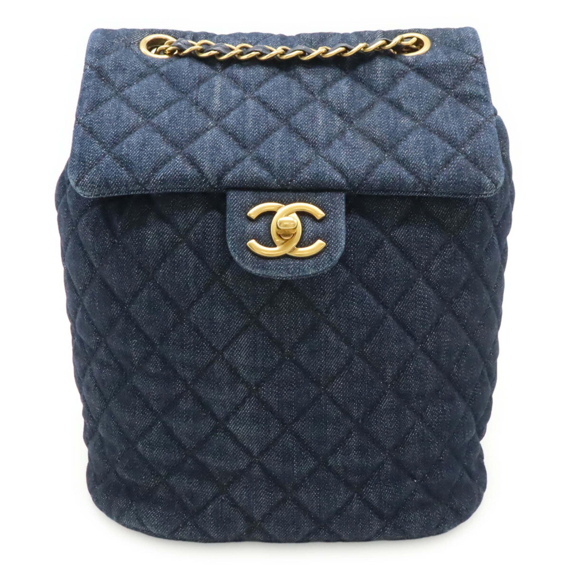 Chanel Matelasse Navy Denim Leather Backpack (Pre-Owned)