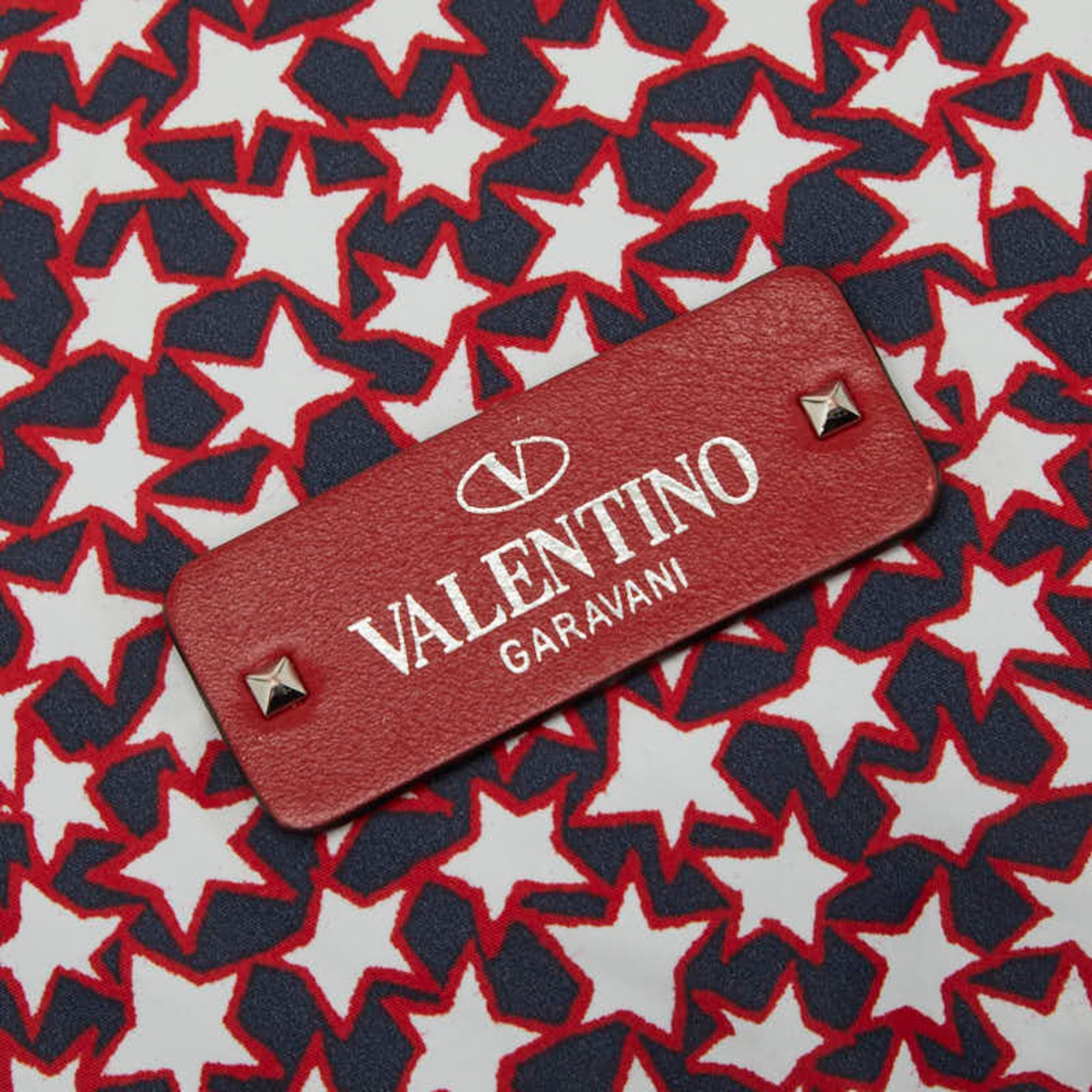 Valentino Navy Red Color Nylon Leather Backpack (Pre-Owned)