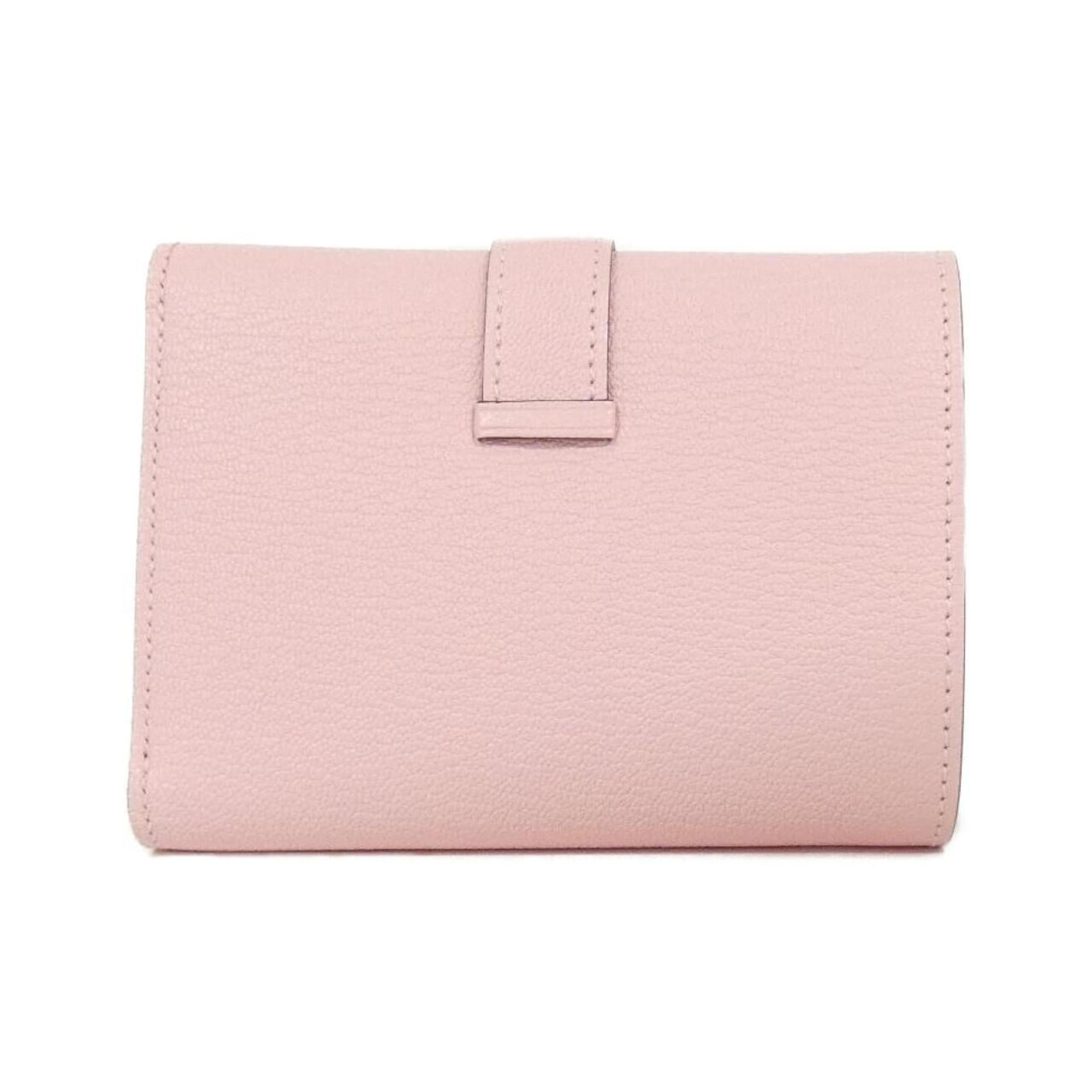 Hermes Rose Sakura Chevre Leather Wallet (Tri-Fold) (Pre-Owned)
