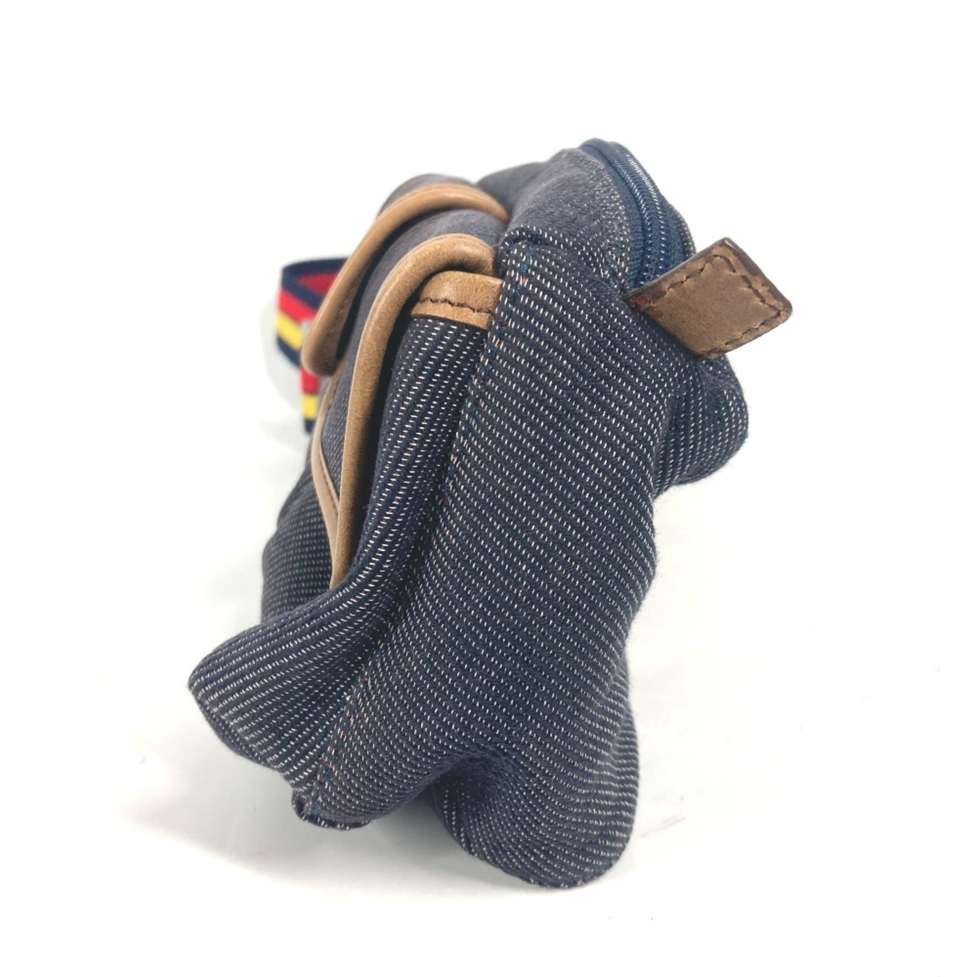Fendi Blue Multi-Color Leather Canvas Shoulder Bag Sling Bag (Pre-Owned)