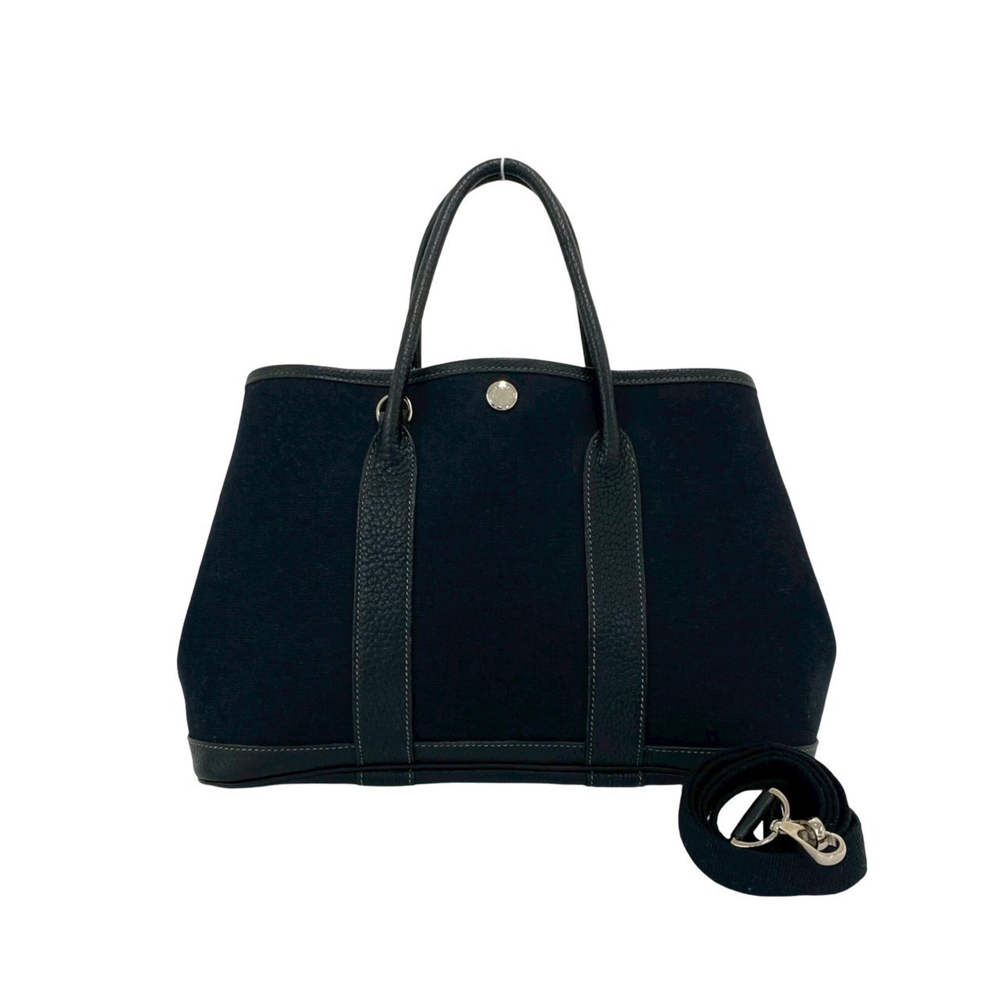 Hermes Mini Black Toile Officier Buffalo Leather Handbag Shoulder Bag (Pre-Owned)